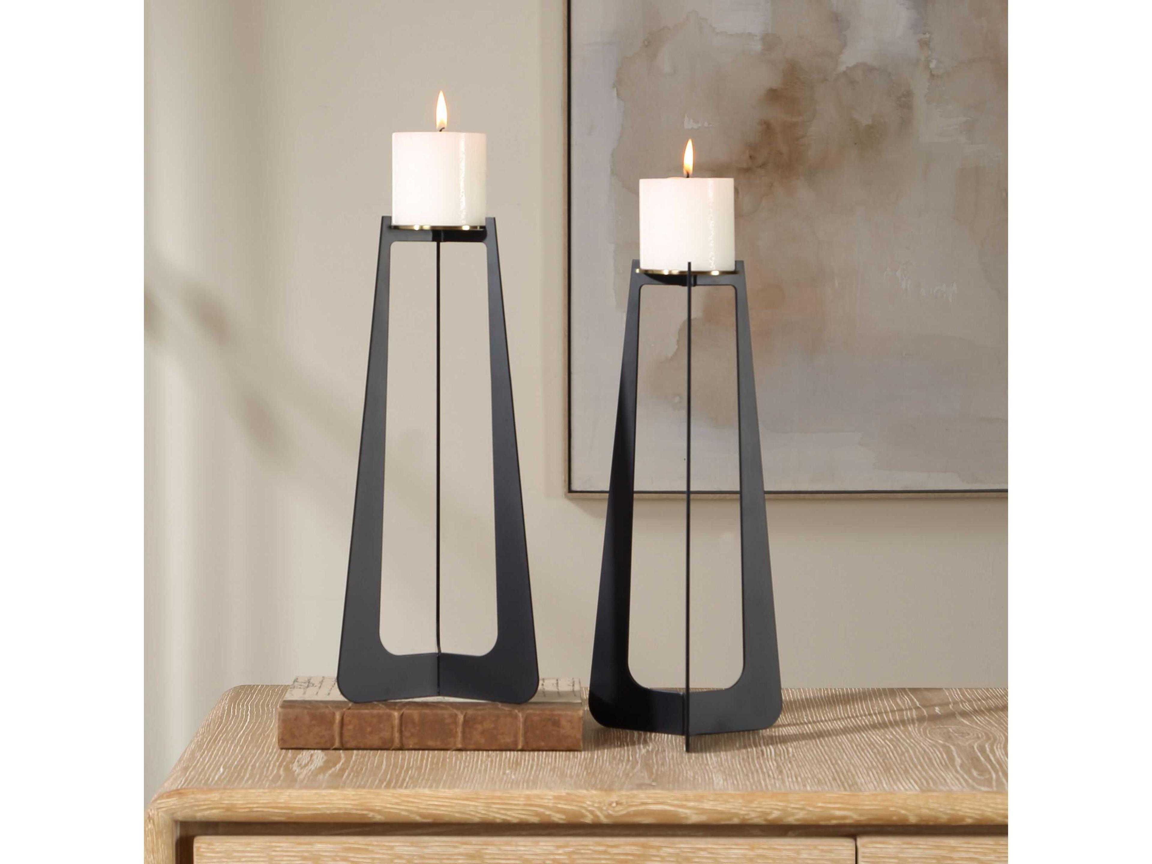 Uttermost Columnar Black Candleholders Set of 2