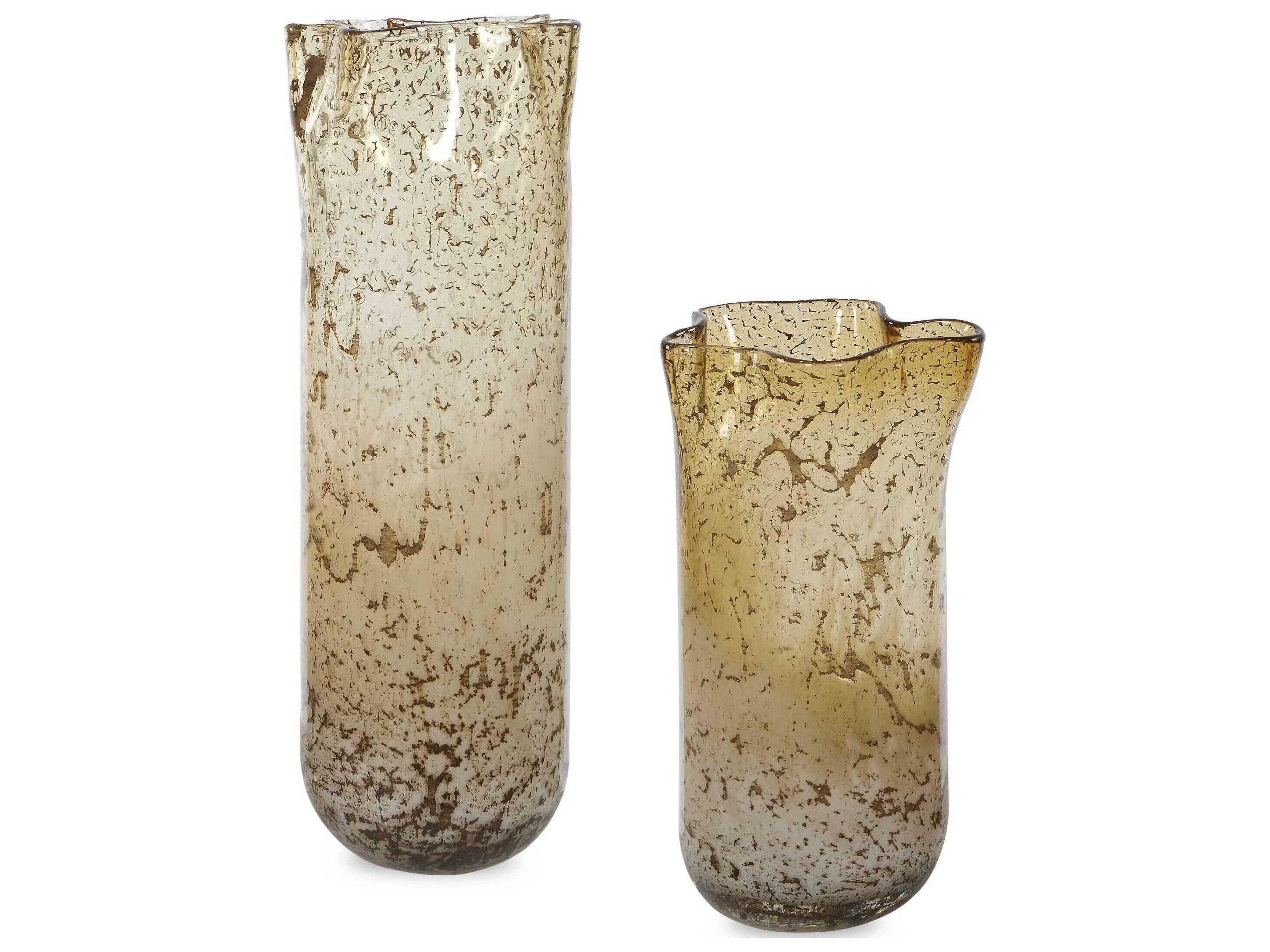 Rhine Seeded Glass Vases Set of 2