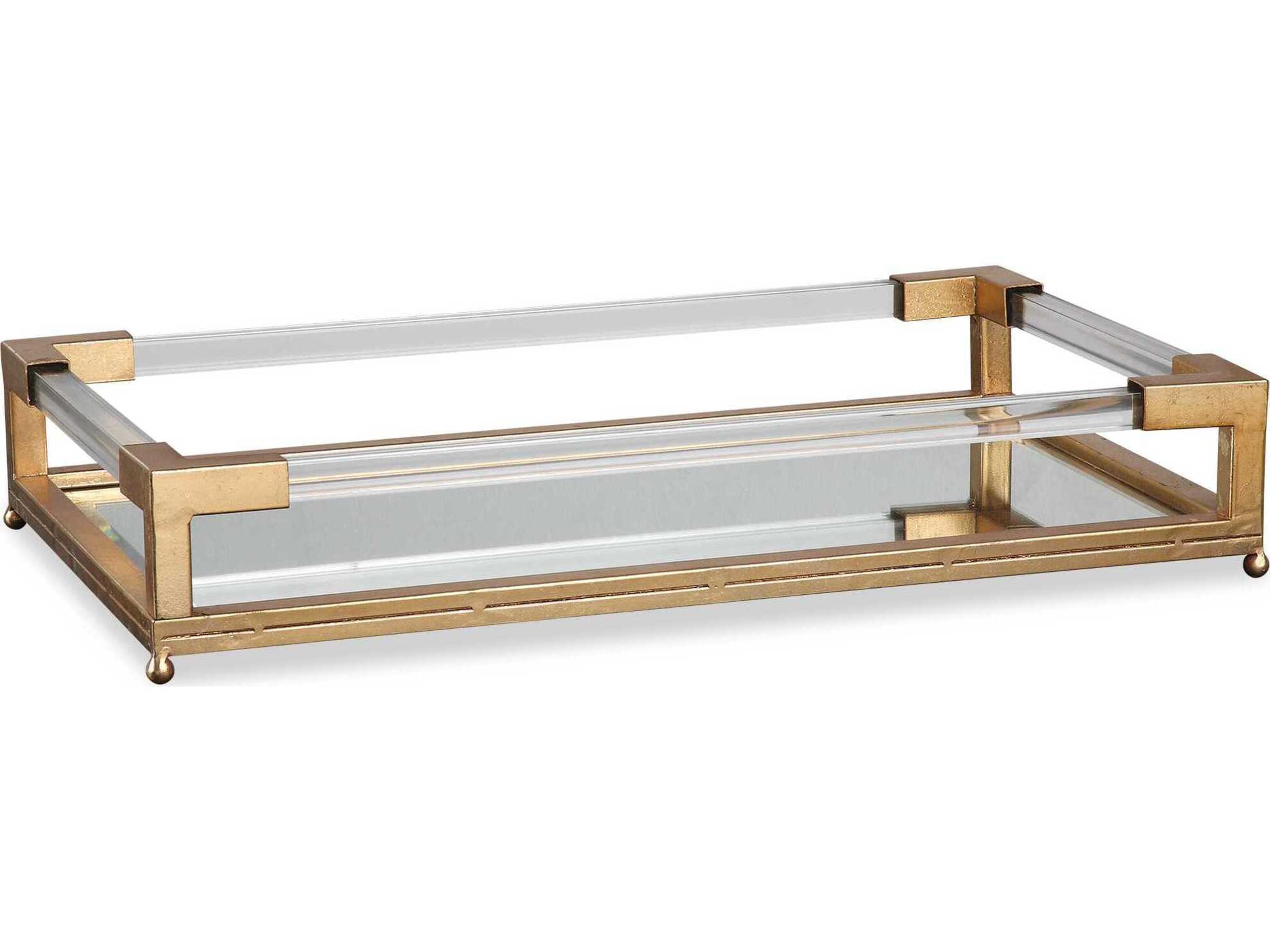 Balkan Antiqued Gold Leaf Mirrored Serving Tray