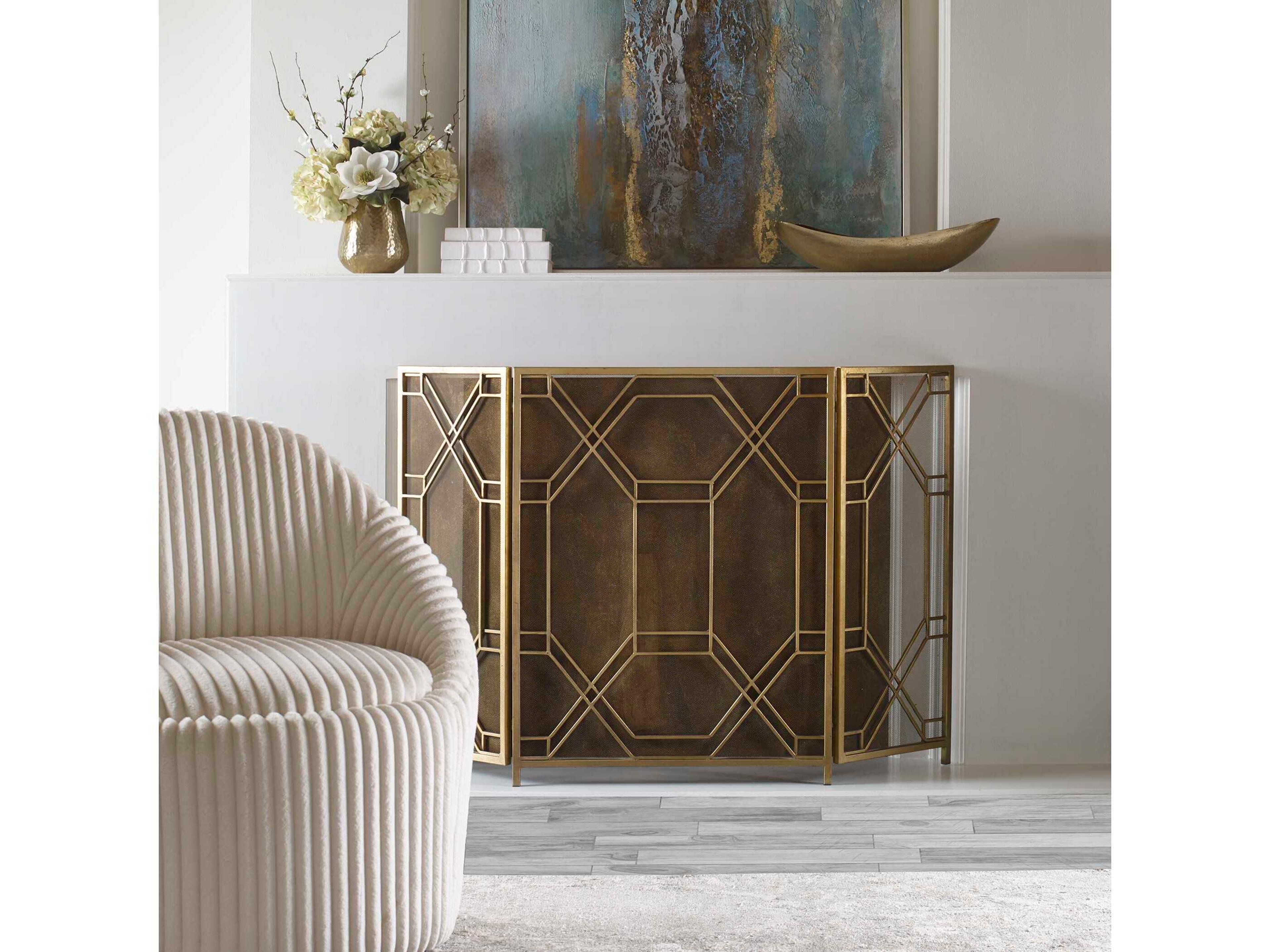 Uttermost Rosen Gold Fireplace Screen