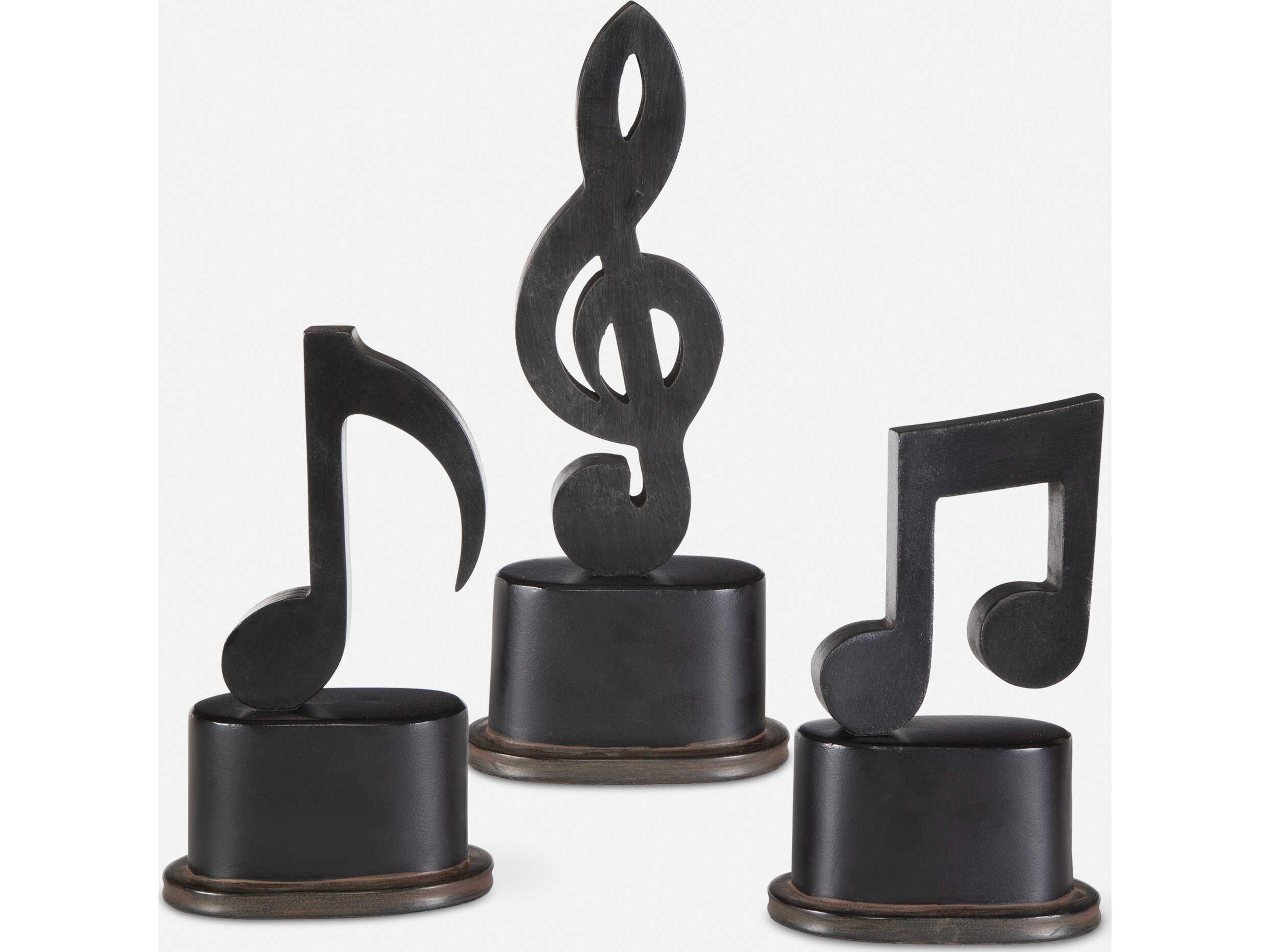 Uttermost Music Notes Metal Figurines Set of 3