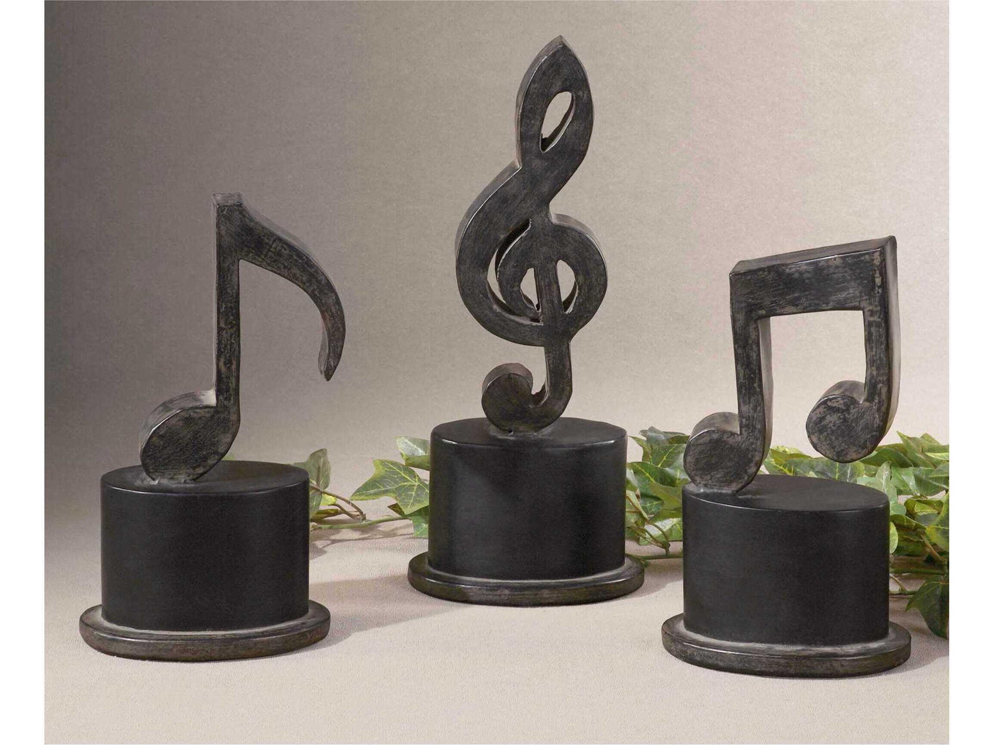Uttermost Music Notes Metal Figurines Set of 3