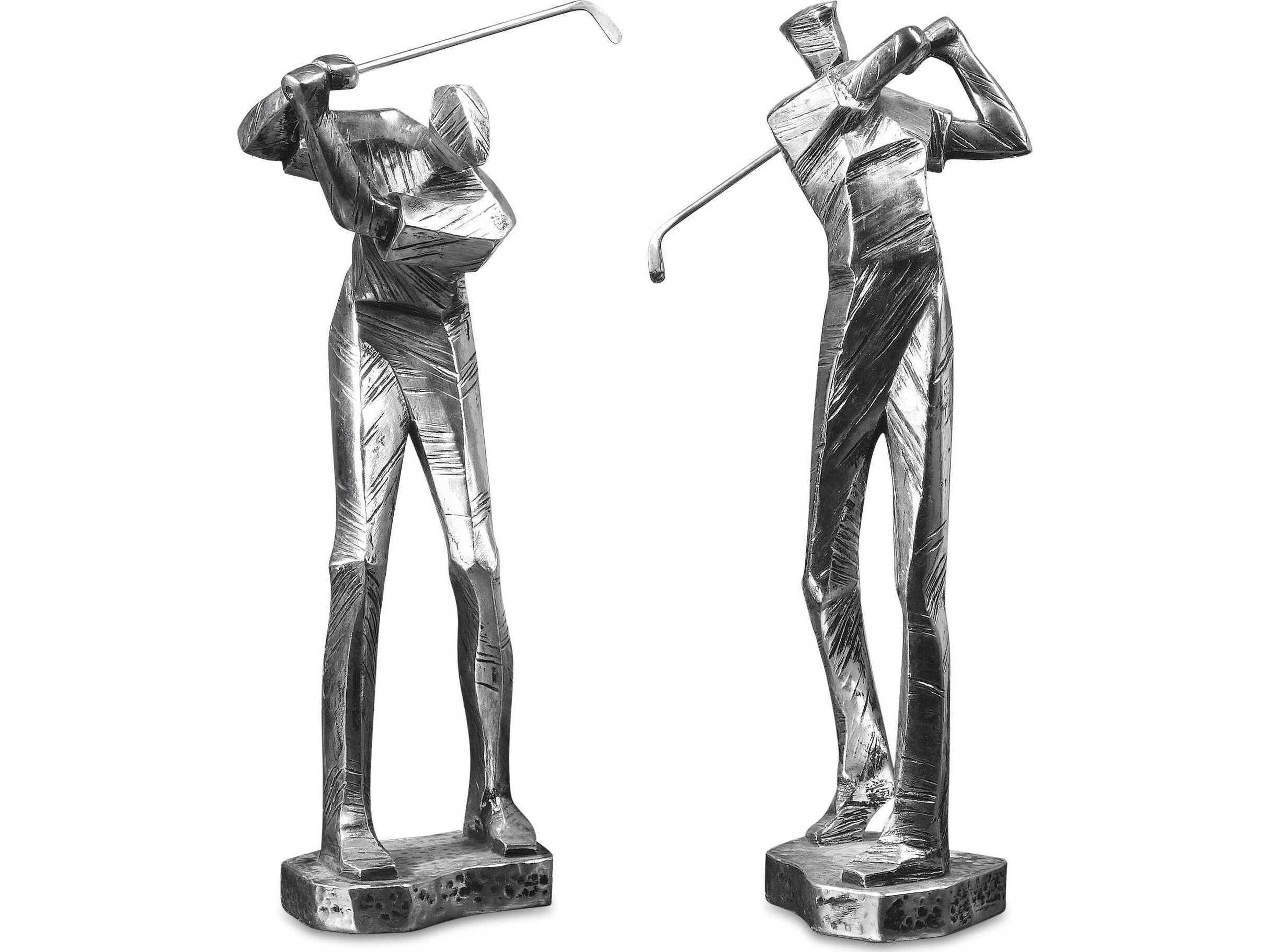 Practice Shot Metallic Statues Set of 2