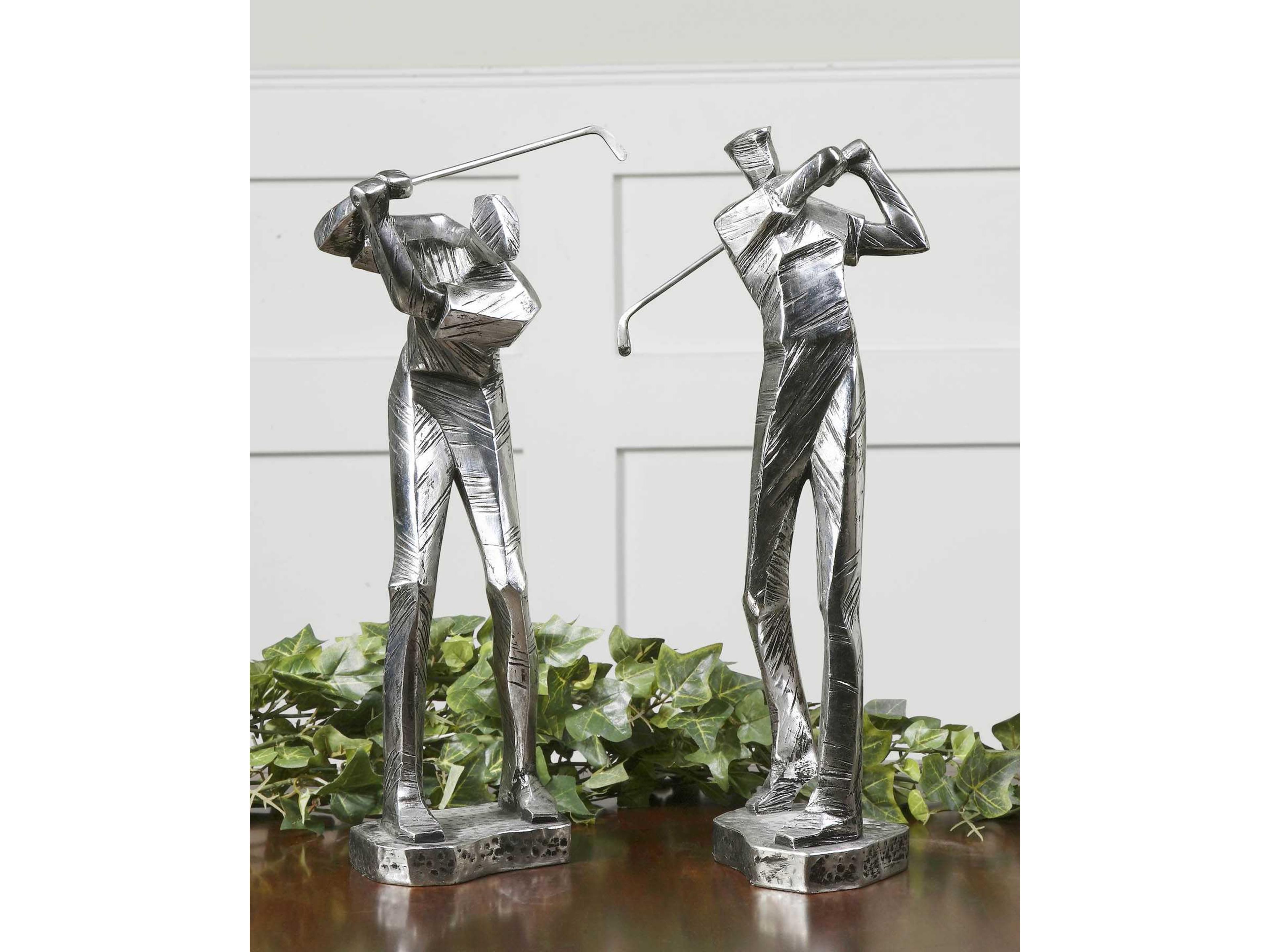 Uttermost Practice Shot Metallic Statues Set of 2