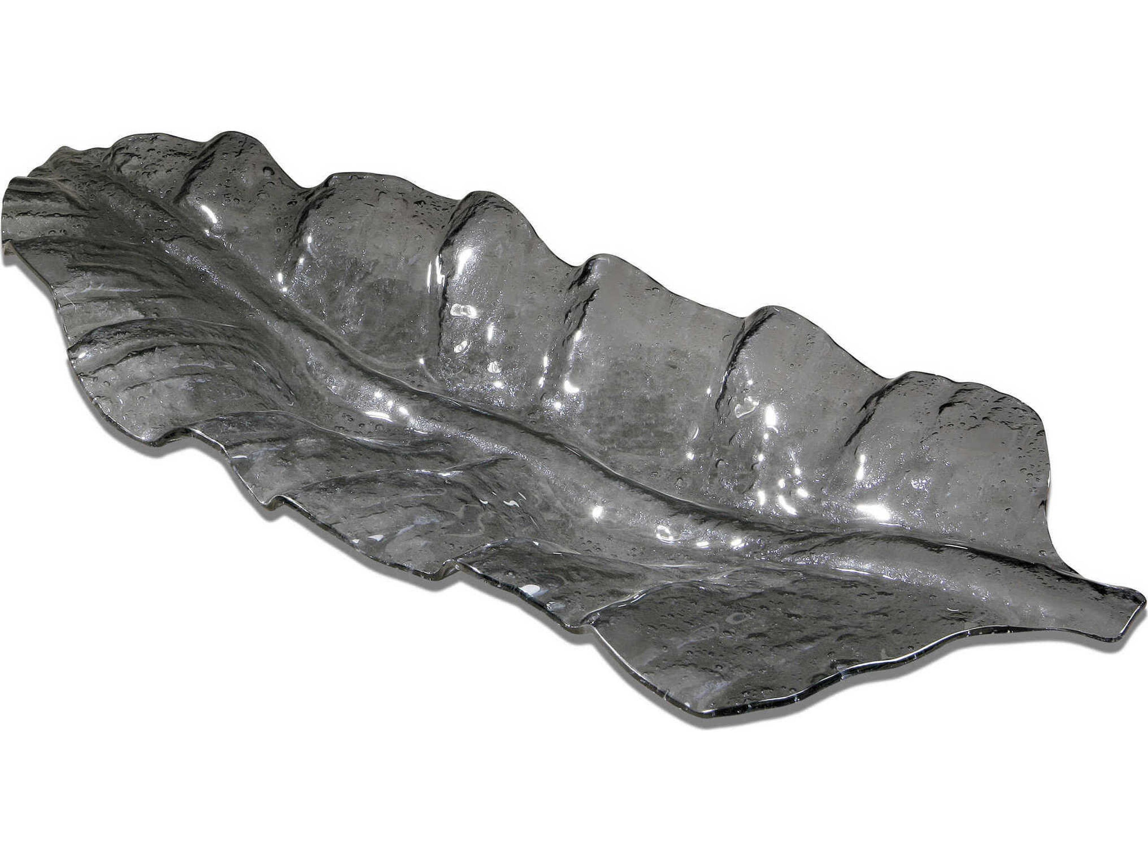 Smoked Leaf Glass Tray