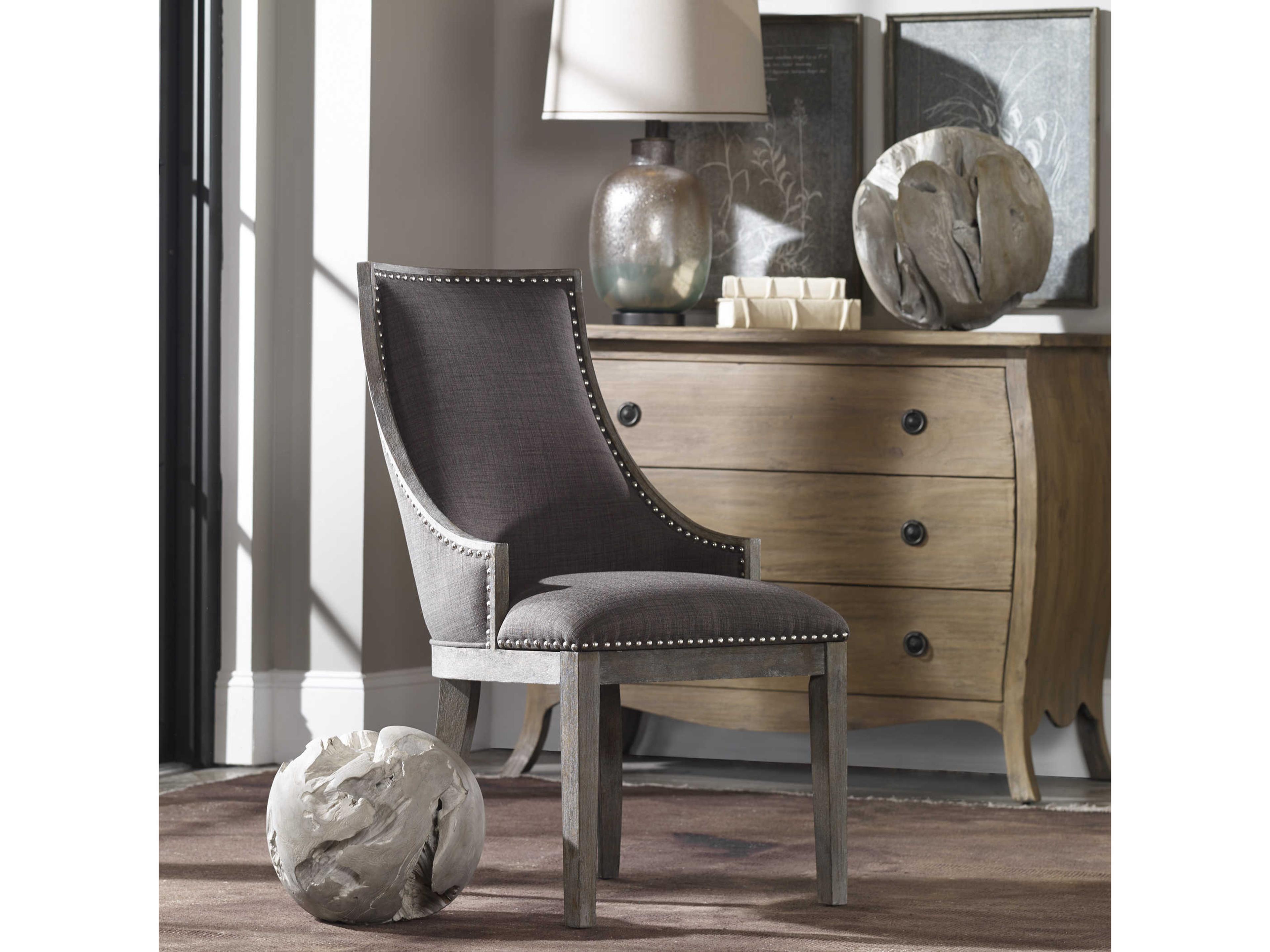 Uttermost Ermanno Teak Pale Gray Balls Set of 2