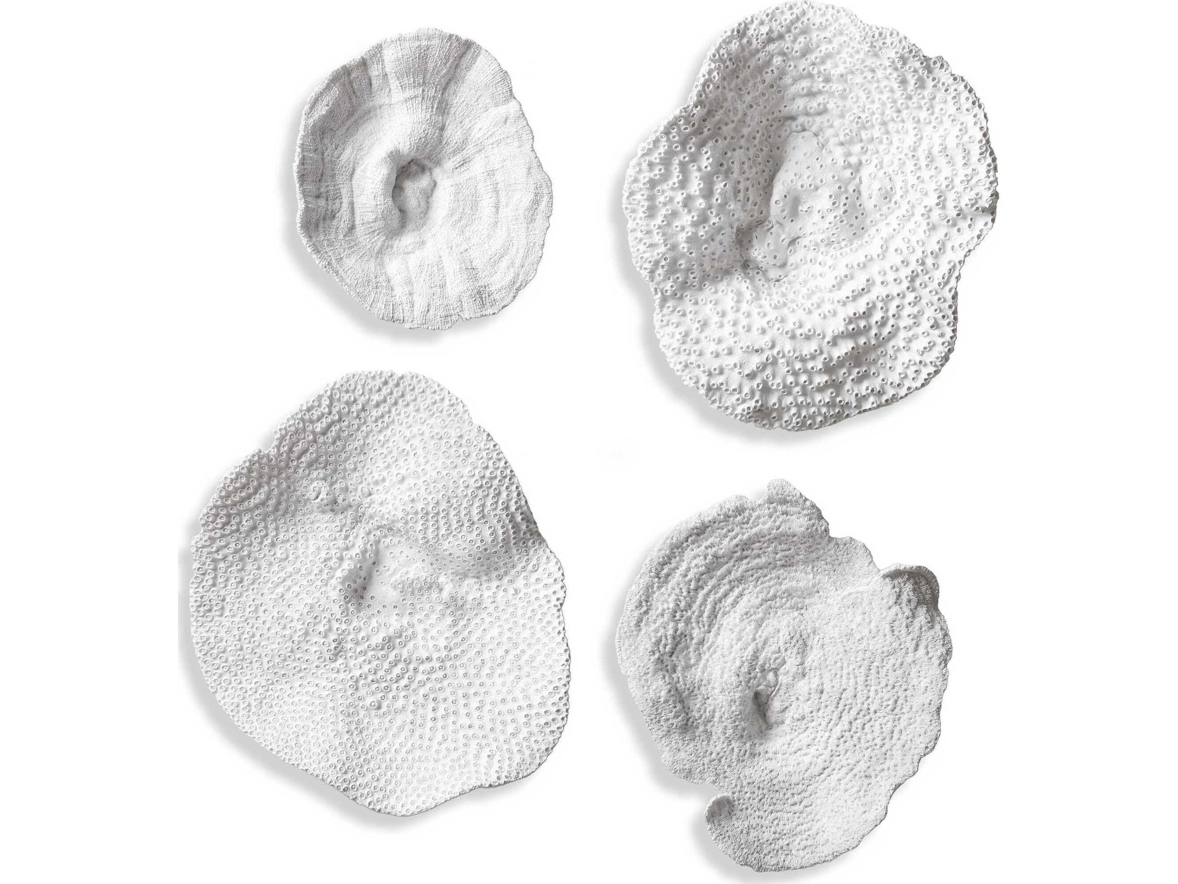 Sea Coral Antique White Wall Art Set of 4