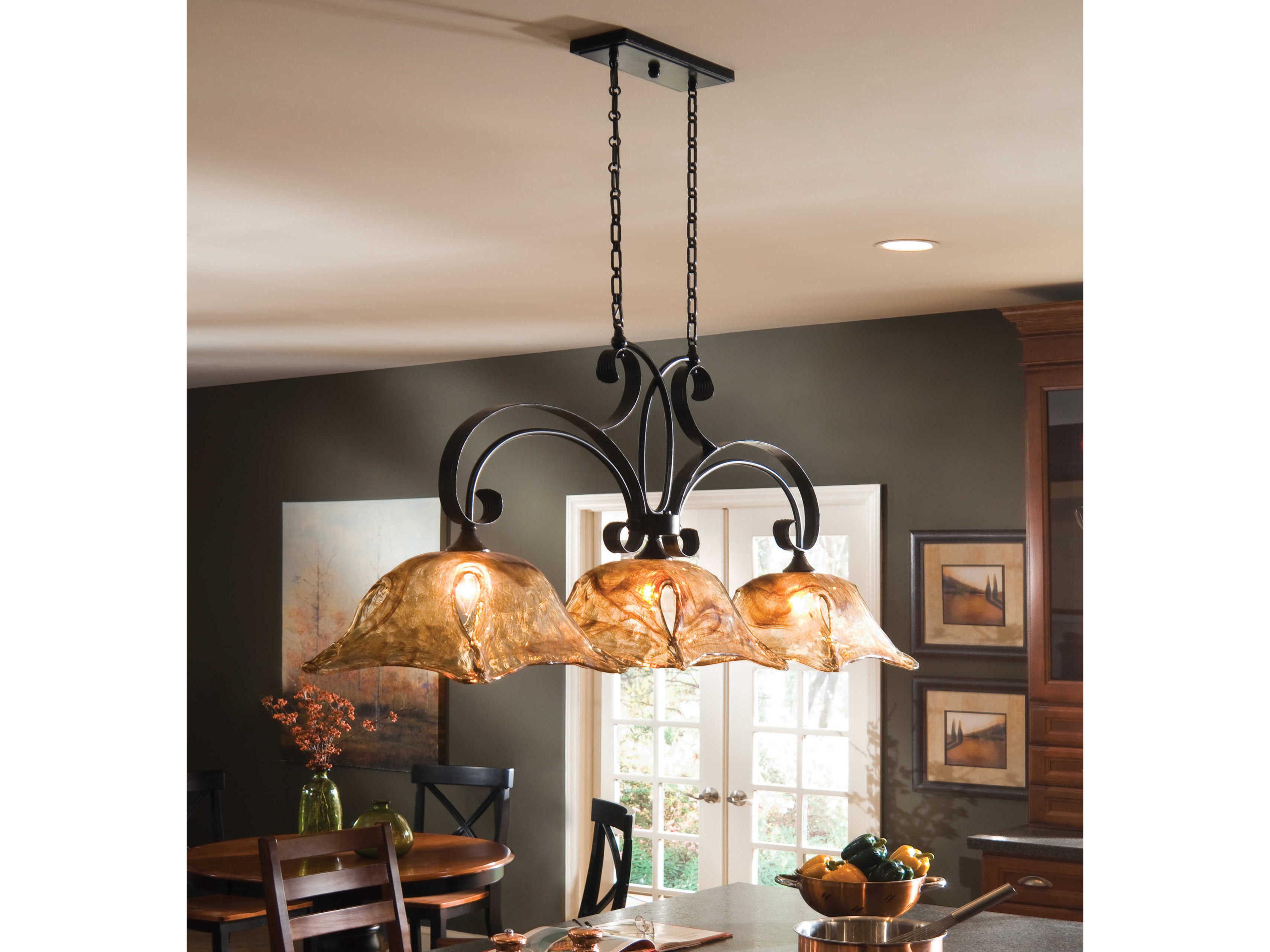 Uttermost Vetraio 3-Light Oil Rubbed Bronze Glass Island Pendant