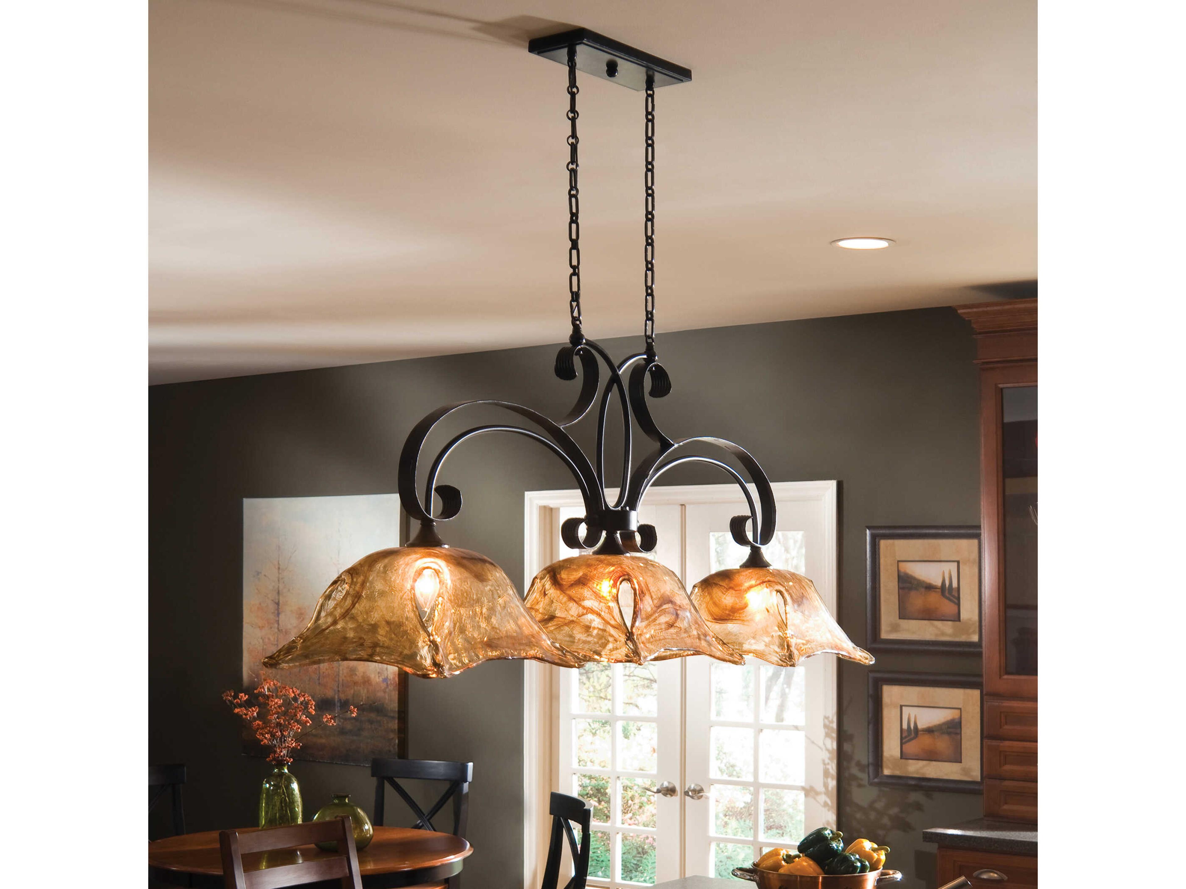 Uttermost Vetraio 3-Light Oil Rubbed Bronze Glass Island Pendant