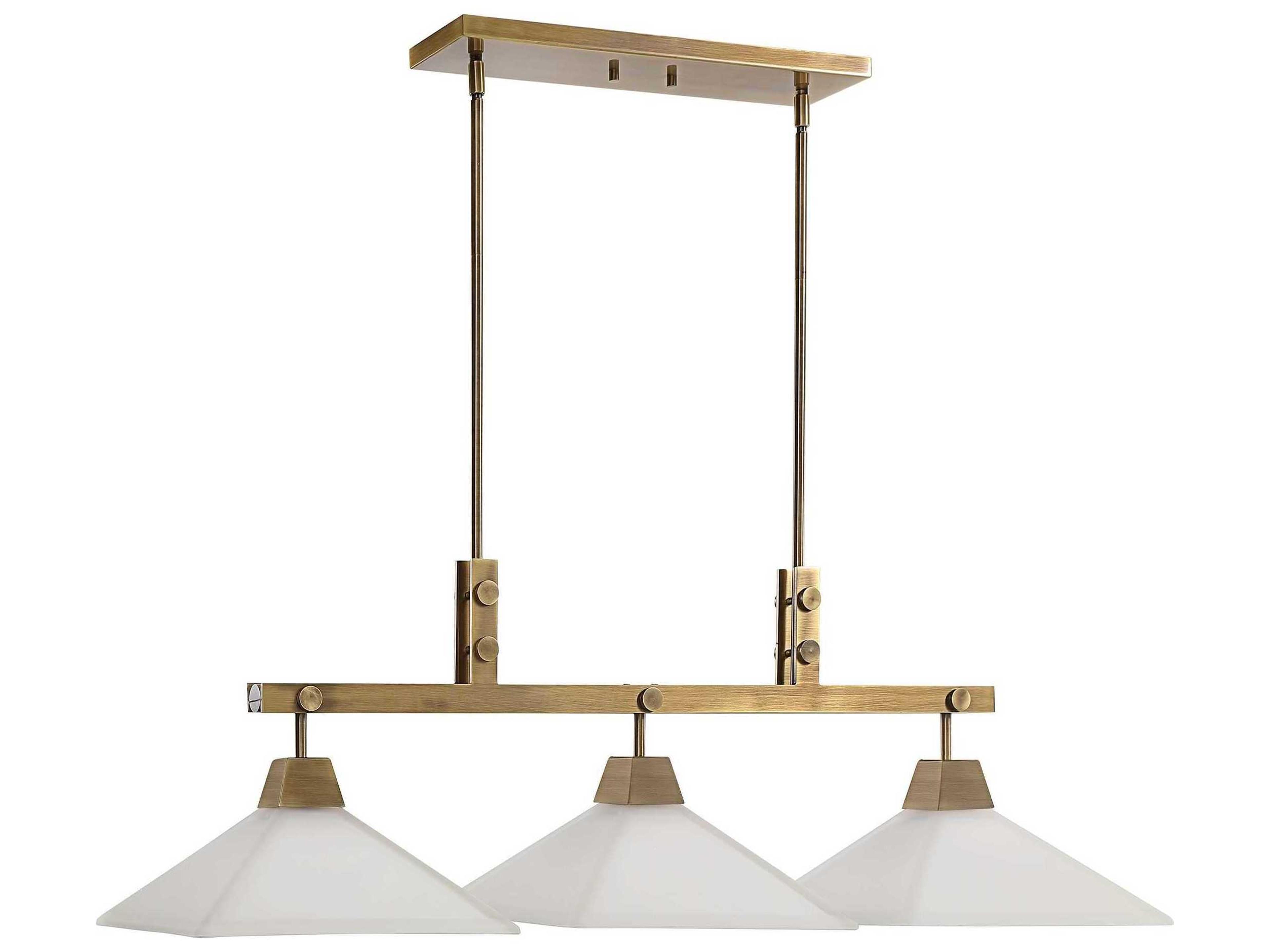 Uttermost Brookdale 3-Light Aged Brass Glass Linear Island Pendant