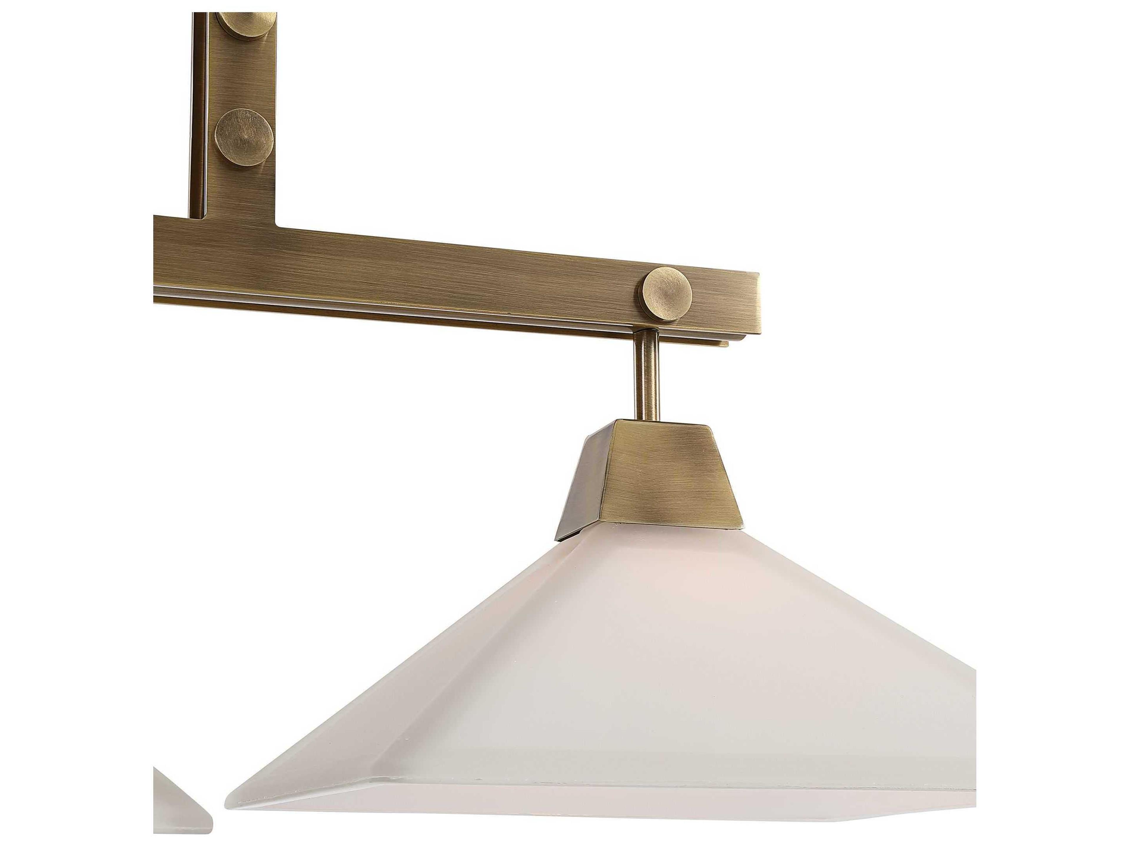 Uttermost Brookdale 3-Light Aged Brass Glass Linear Island Pendant