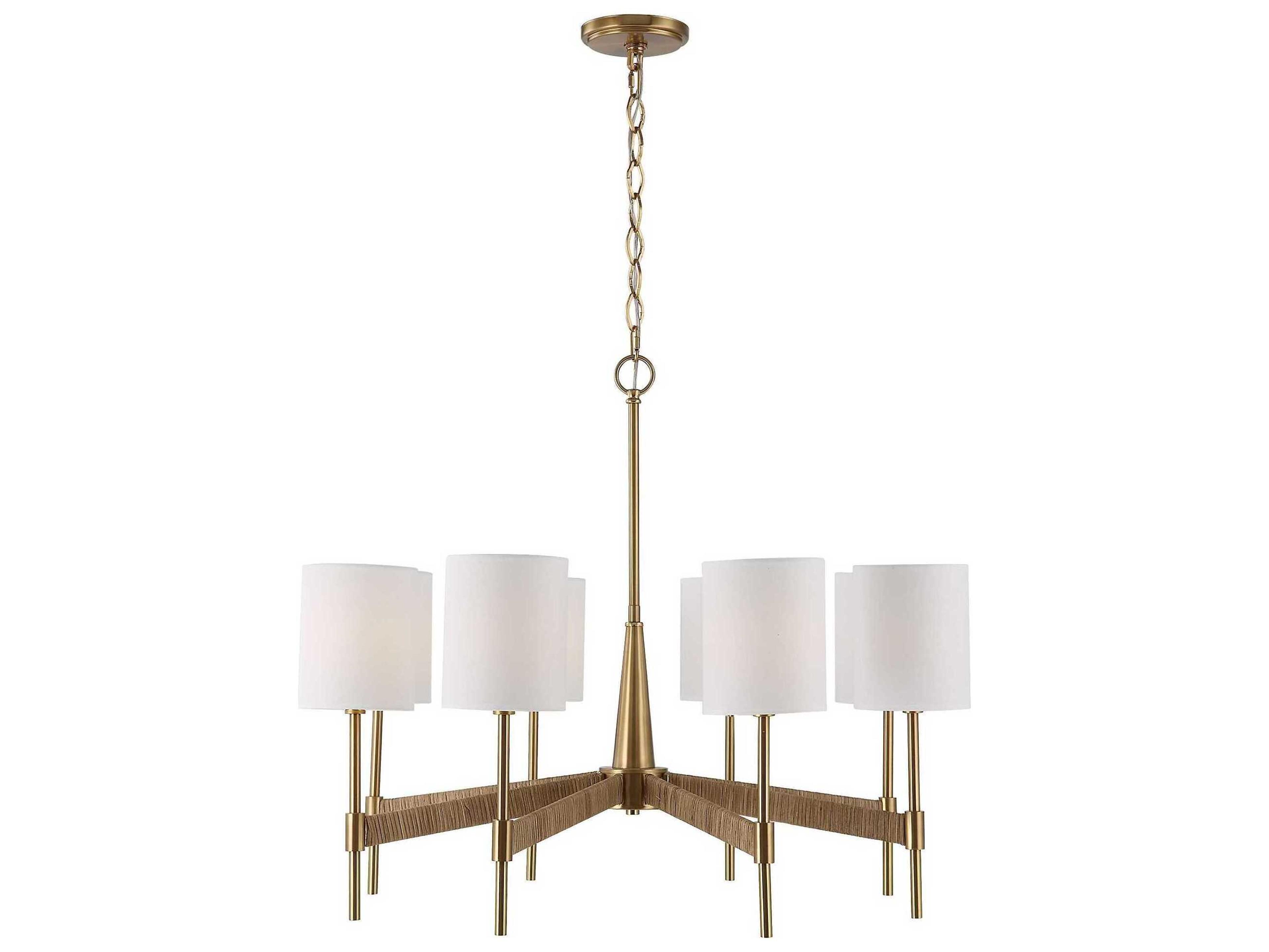 8-Light Warm Brass Candelabra Chandelier