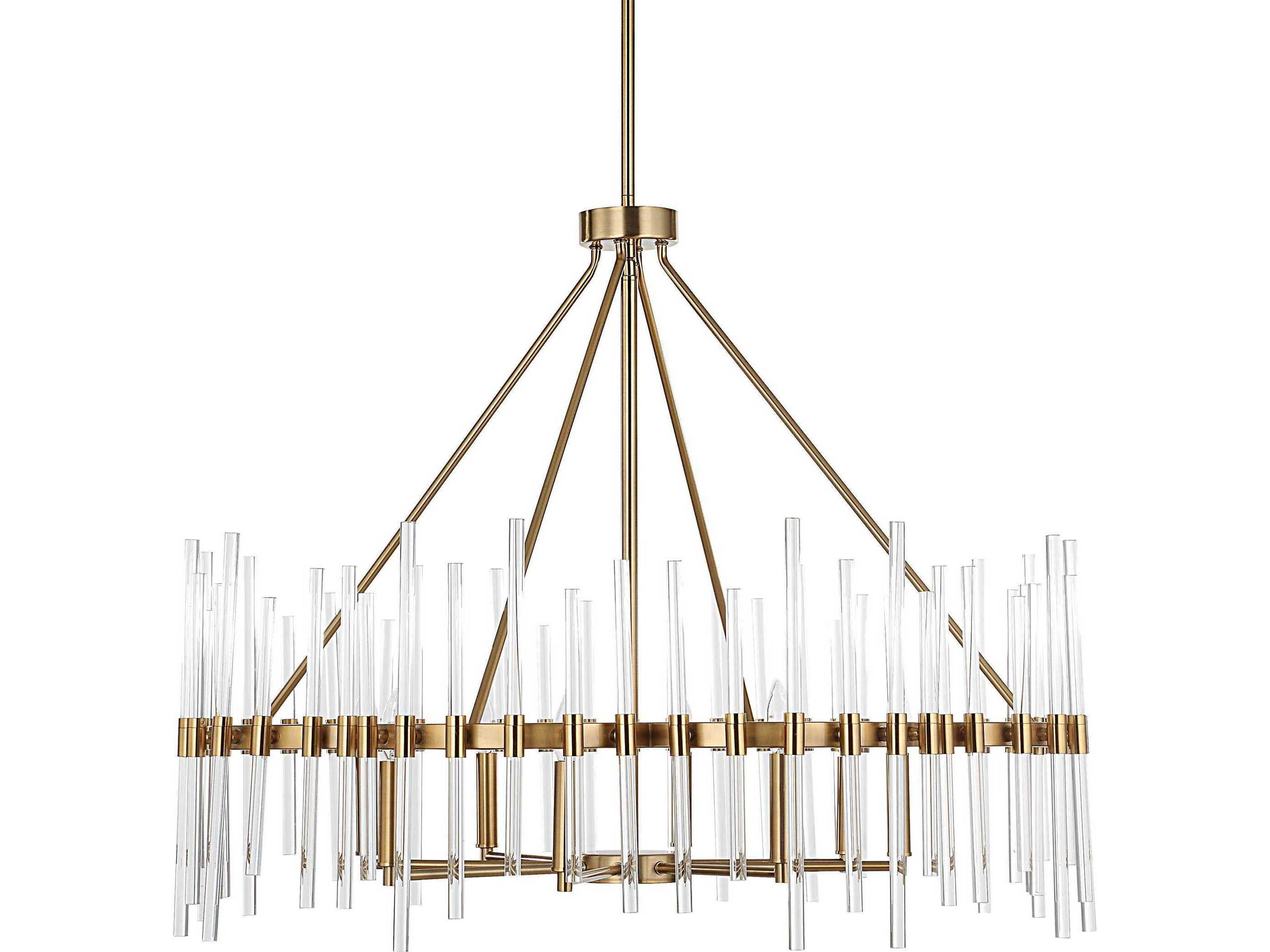 Crystal Stick 8-Light Warm Brass Chandelier