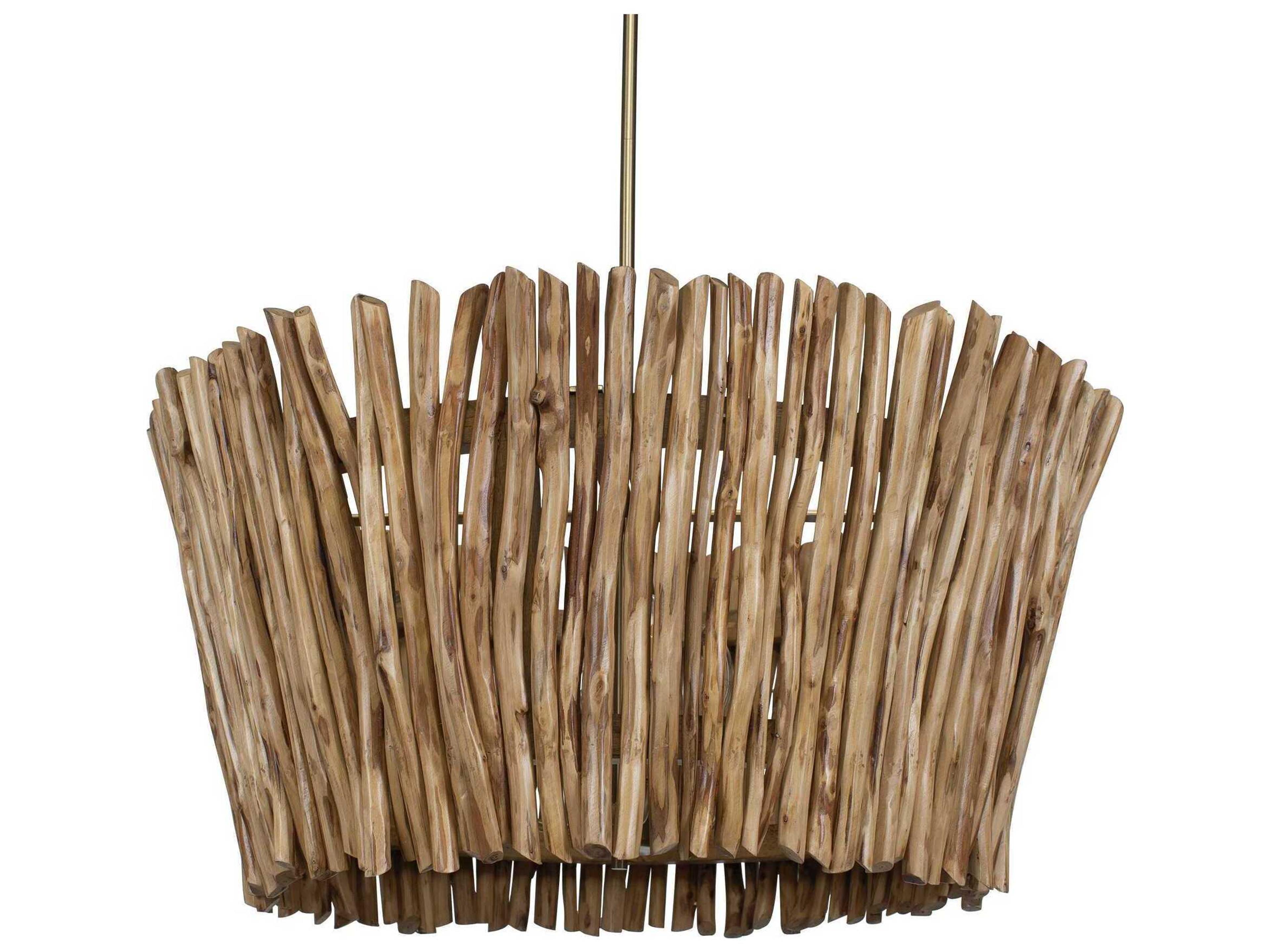 Uttermost Rhea 4-Light Antique Brass Wood Pendant