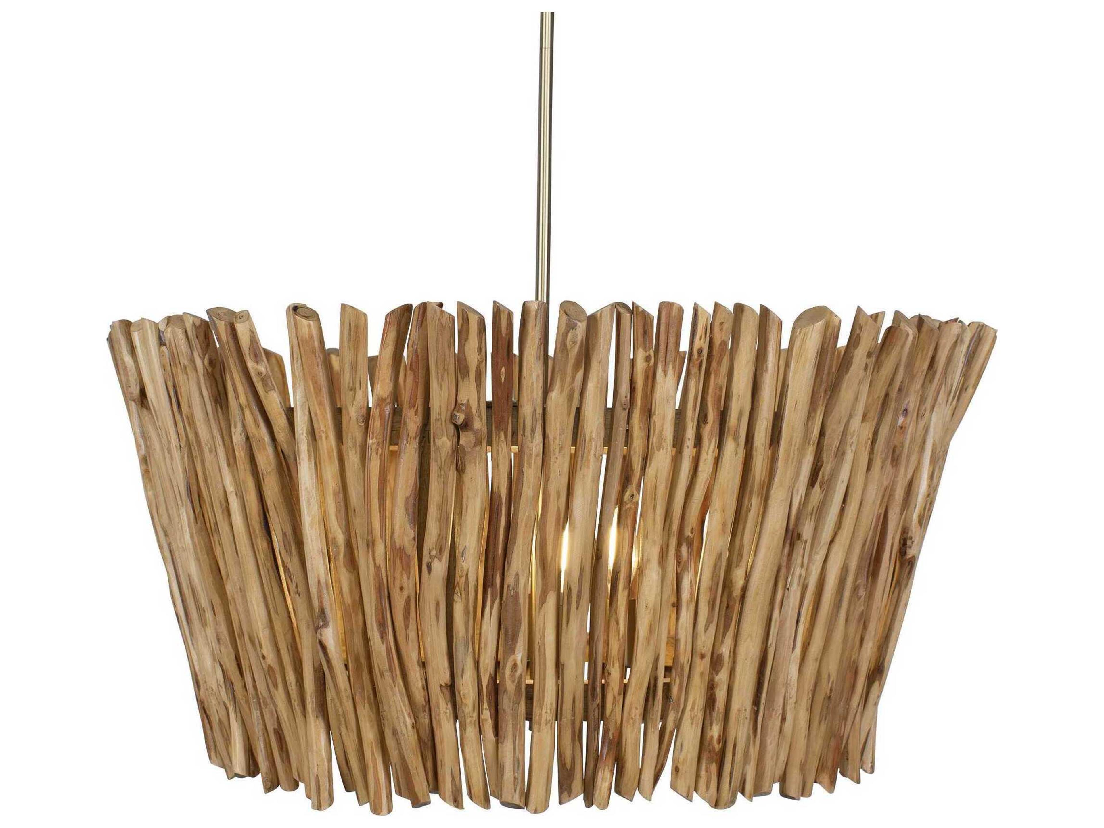 Uttermost Rhea 4-Light Antique Brass Wood Pendant