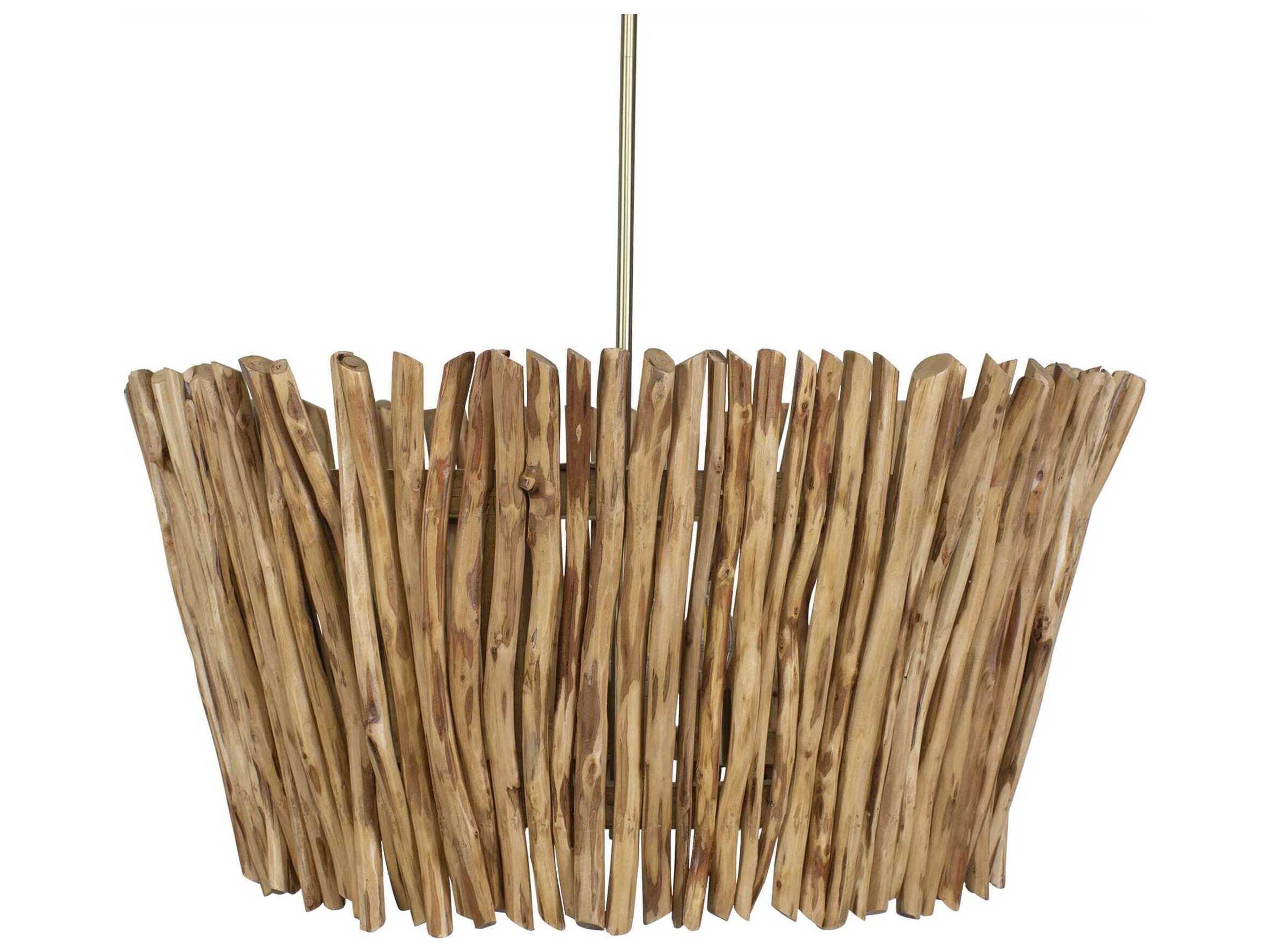 Uttermost Rhea 4-Light Antique Brass Wood Pendant