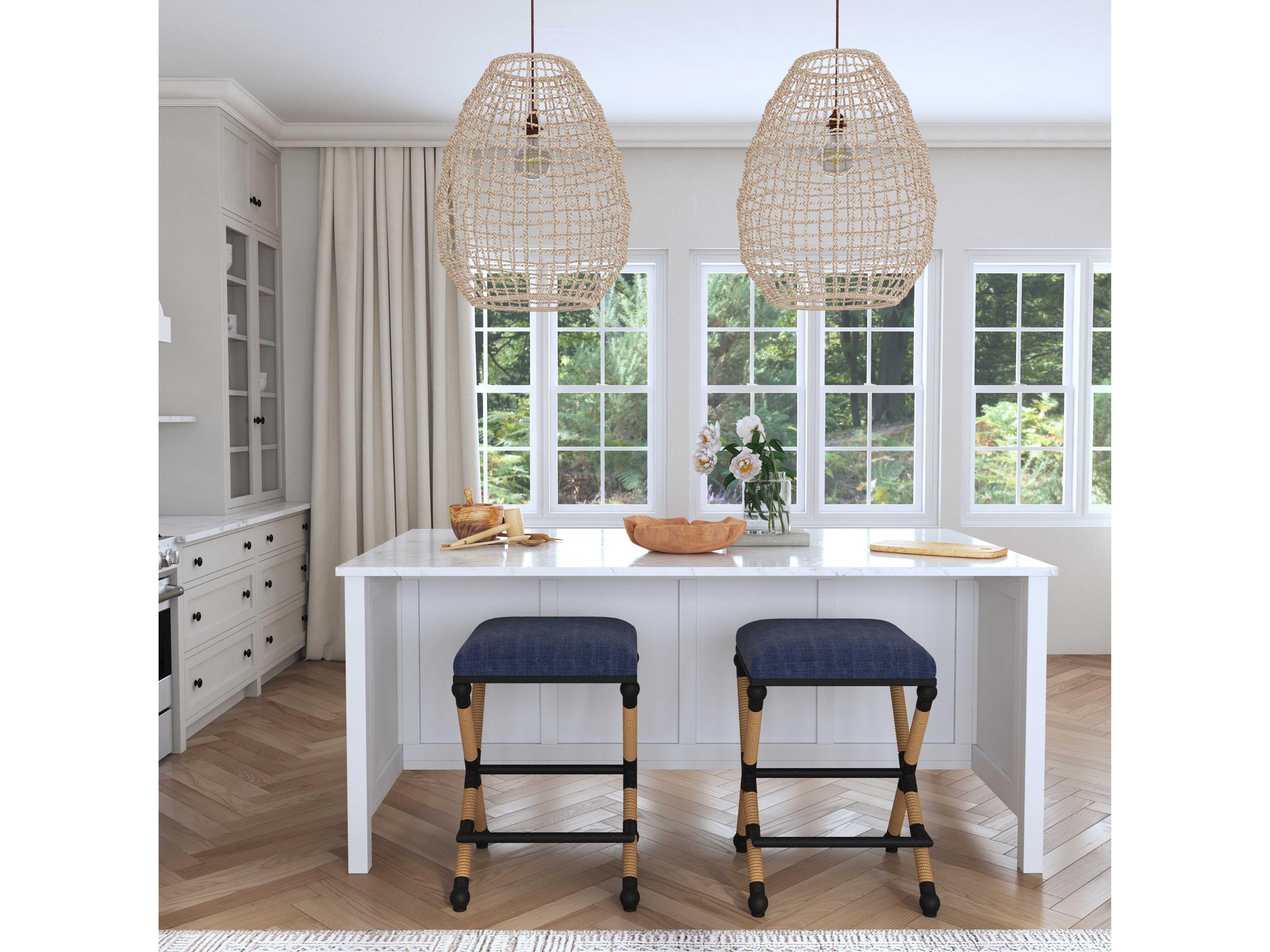 Uttermost Cross 1-Light Natural Woven Seagrass Brown Pendant