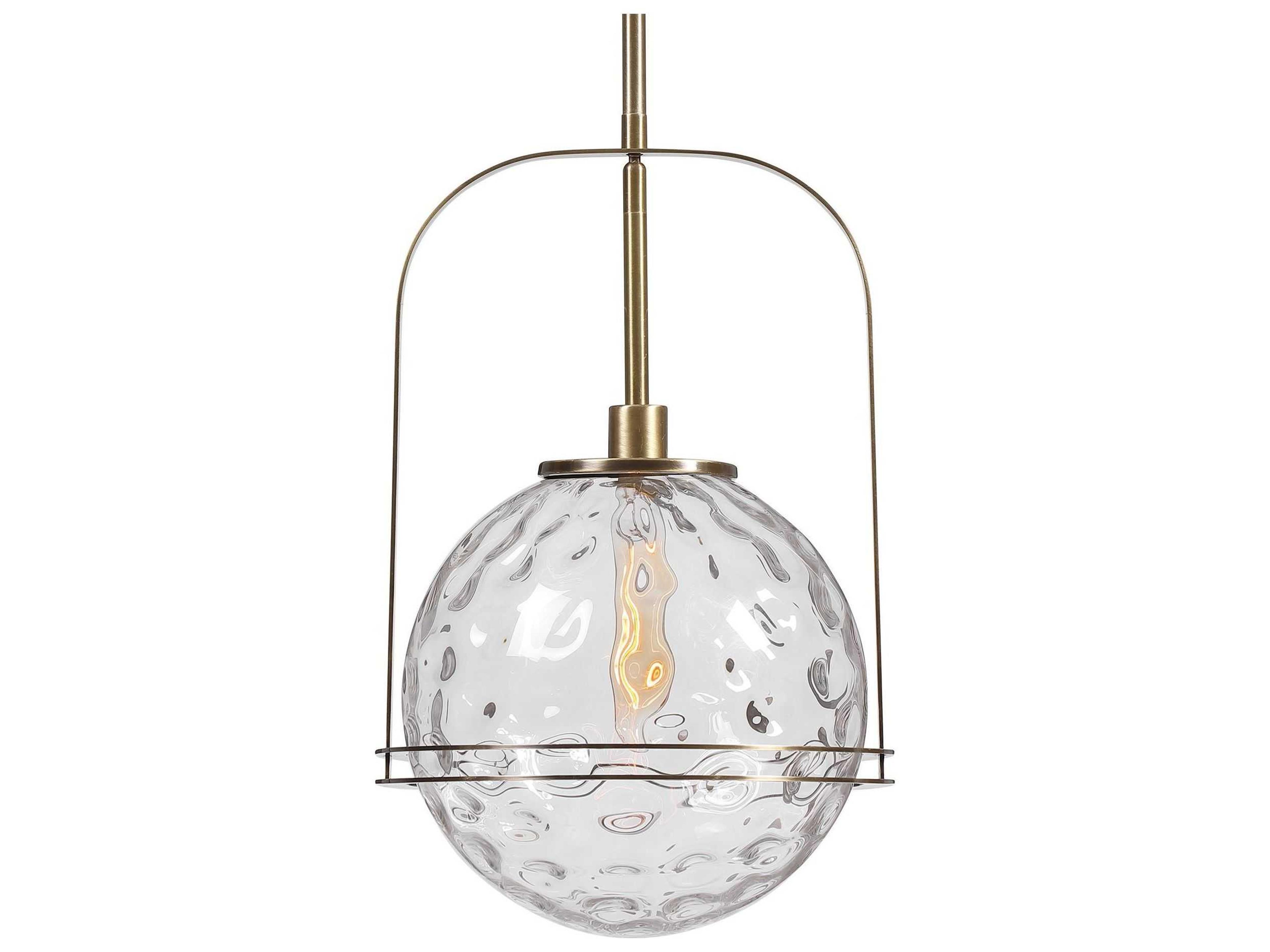 Uttermost Mimas 1-Light Antique Brass Glass Globe Pendant