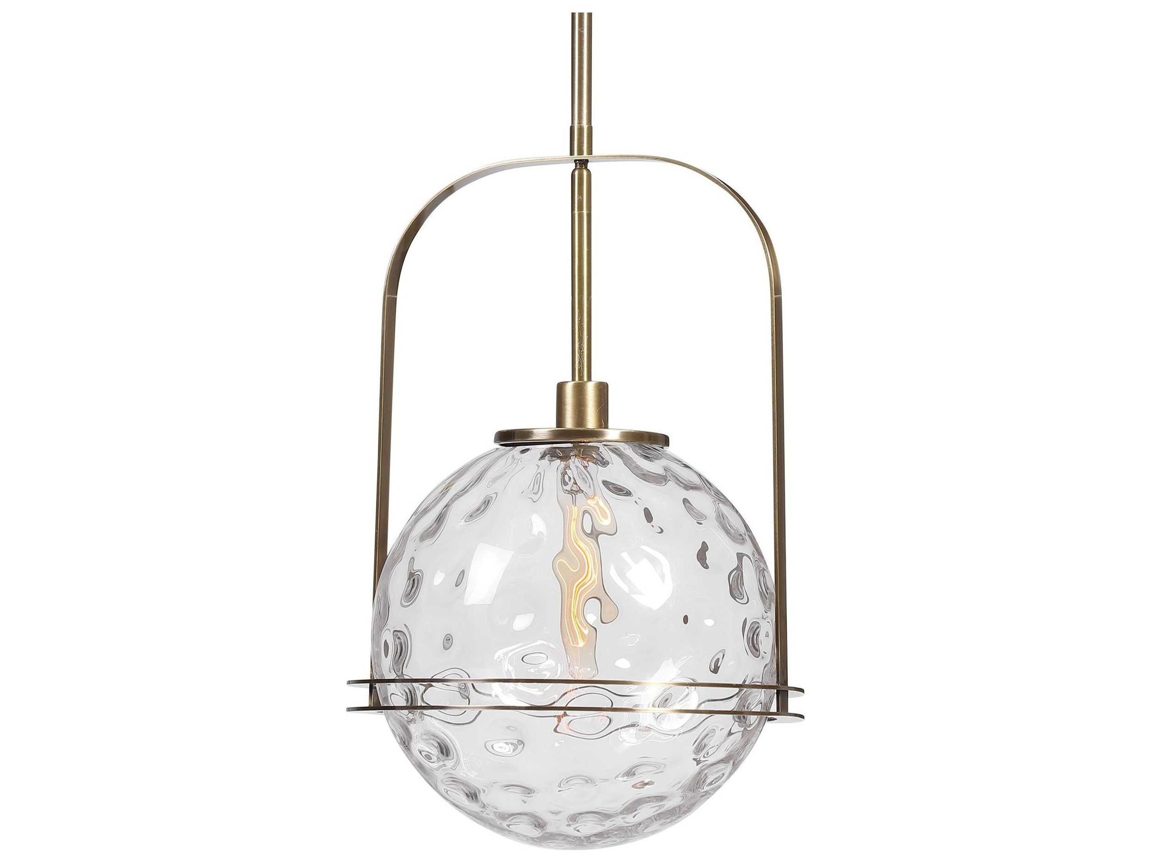 Uttermost Mimas 1-Light Antique Brass Glass Globe Pendant