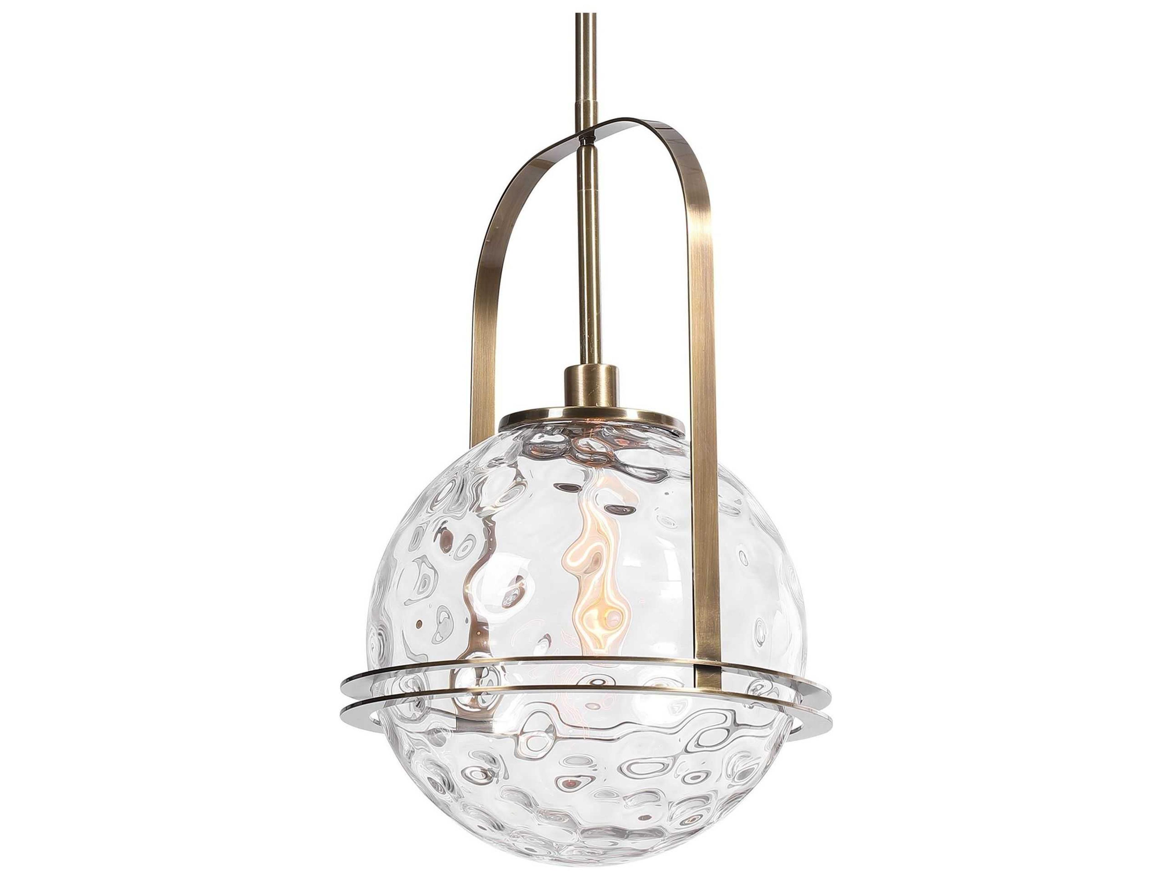 Uttermost Mimas 1-Light Antique Brass Glass Globe Pendant
