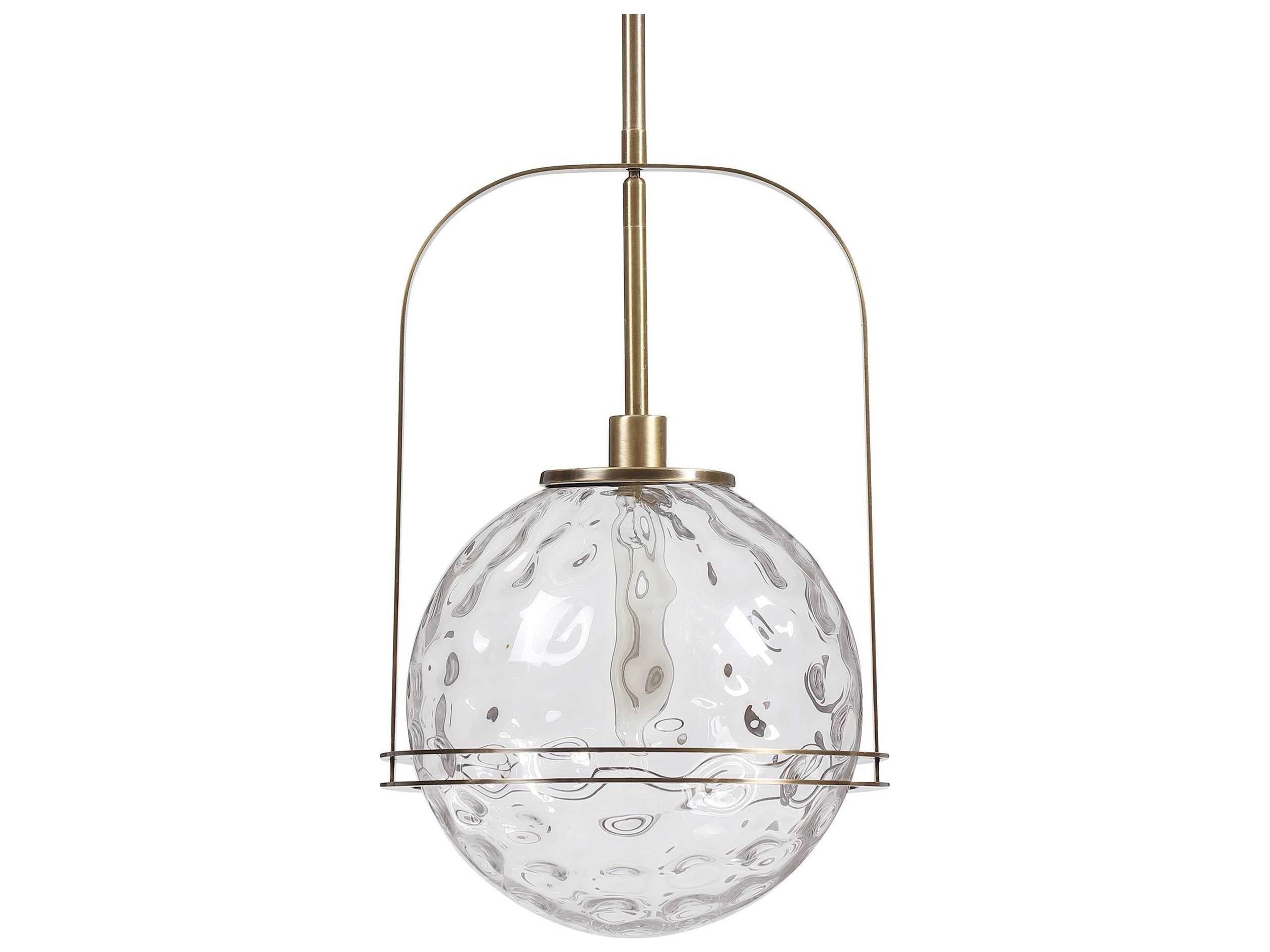 Uttermost Mimas 1-Light Antique Brass Glass Globe Pendant