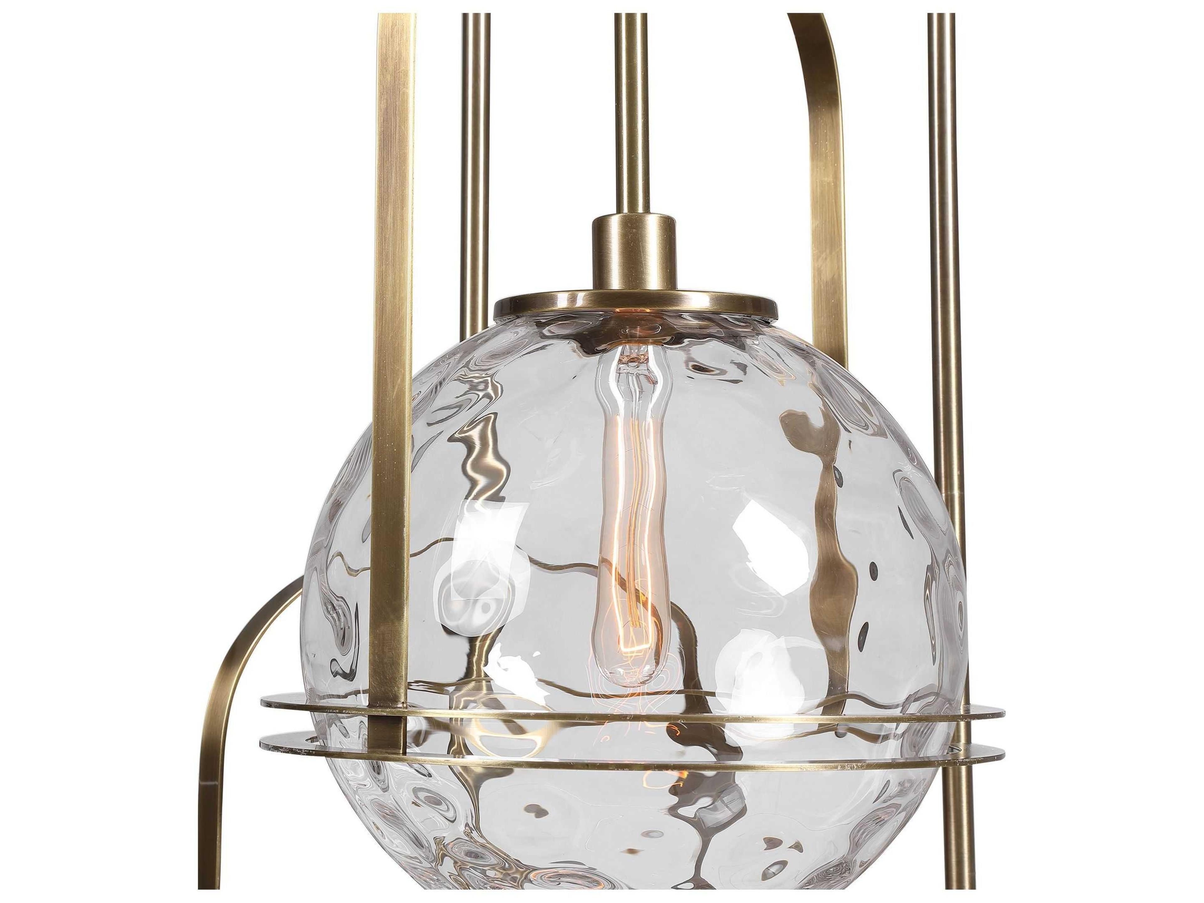 Uttermost Mimas 3-Light Antique Brass Glass Globe Pendant