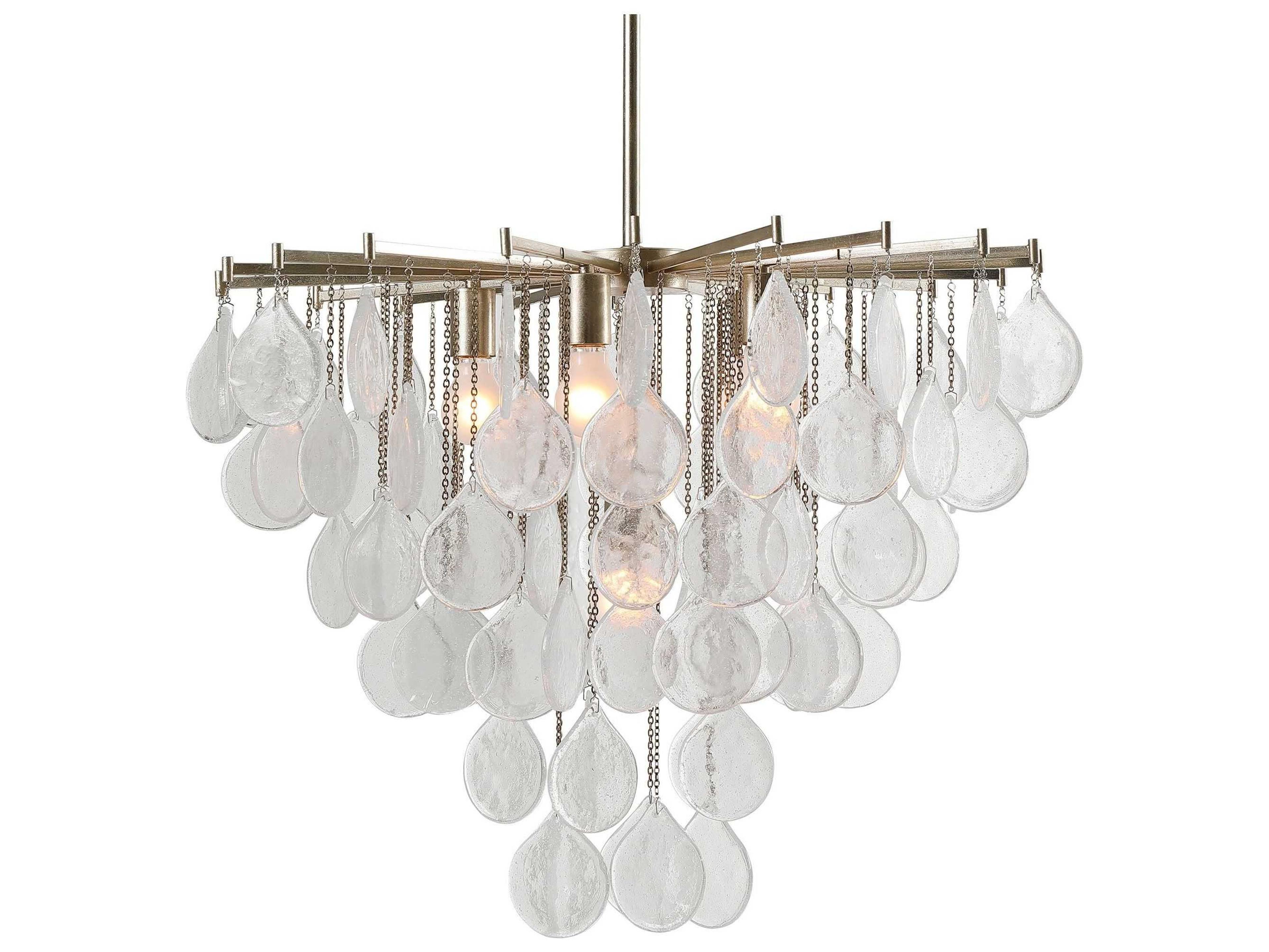 Uttermost Goccia 6-Light Antiqued Bright Silver Leaf Glass Round Pendant