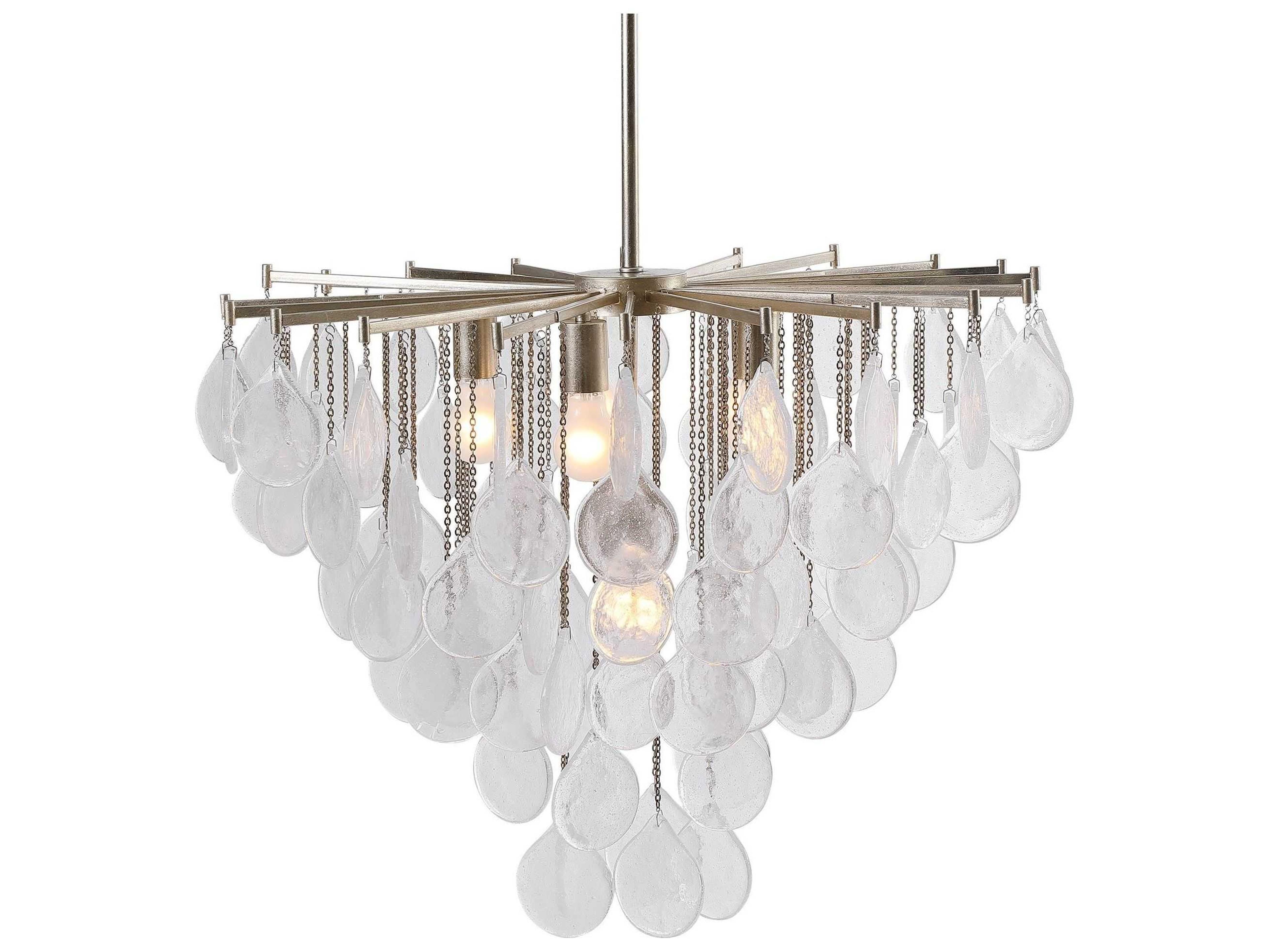 Uttermost Goccia 6-Light Antiqued Bright Silver Leaf Glass Round Pendant