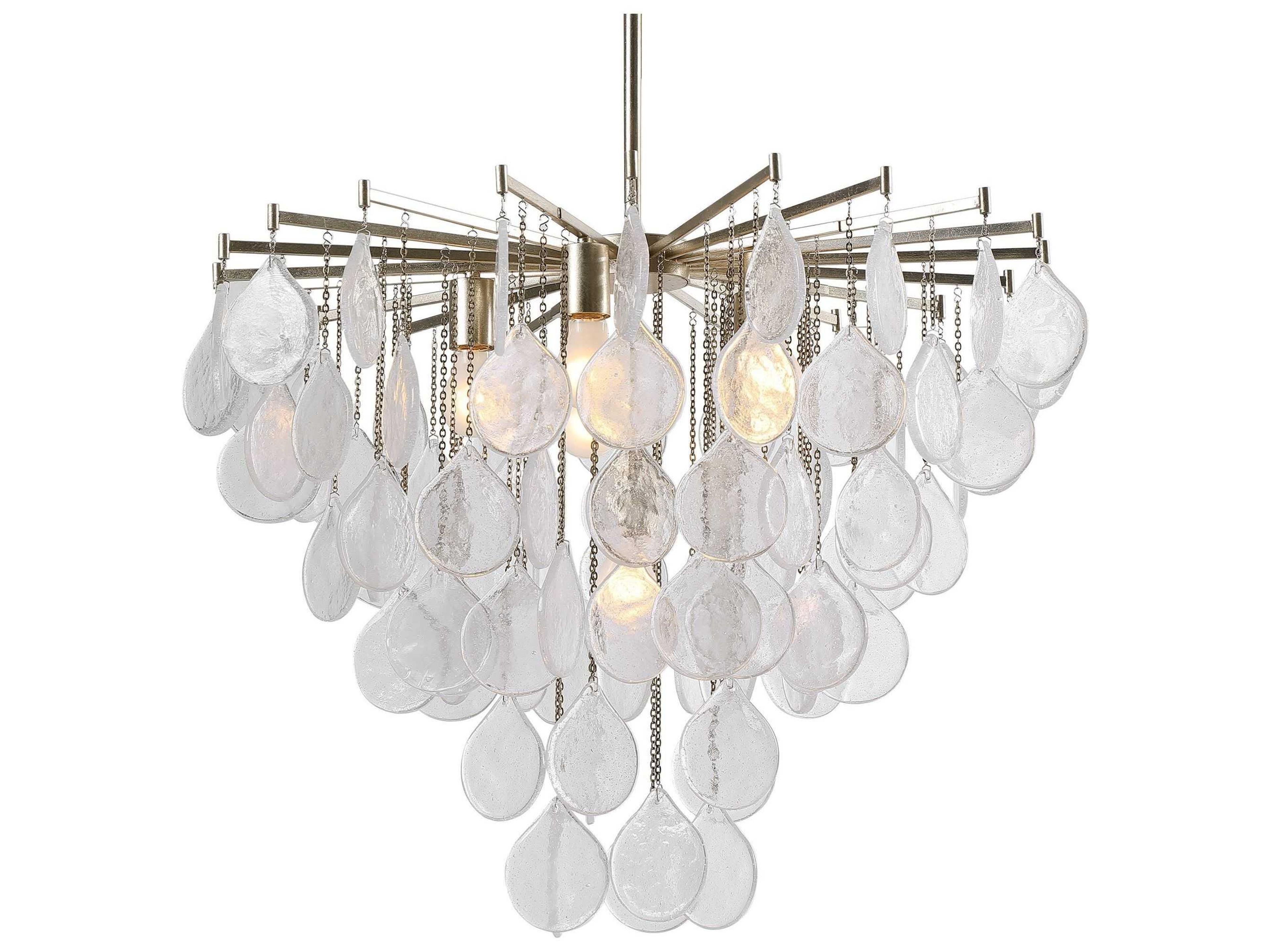 Uttermost Goccia 6-Light Antiqued Bright Silver Leaf Glass Round Pendant