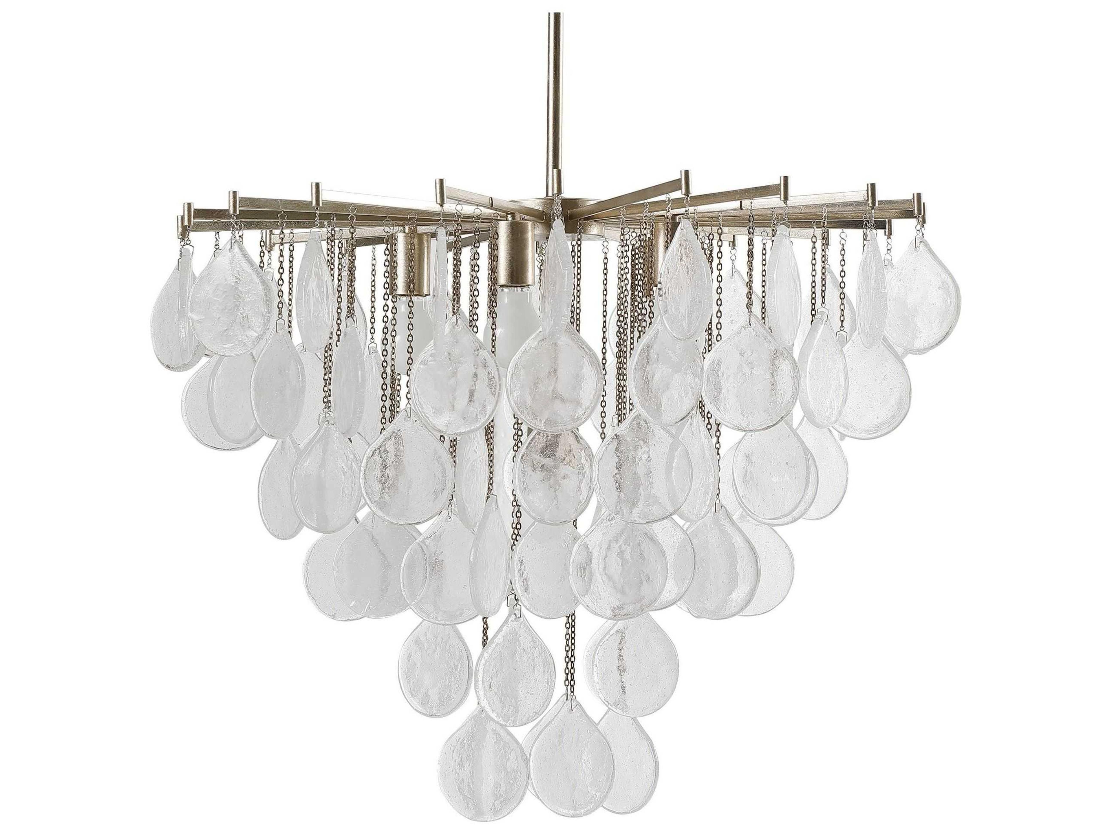 Uttermost Goccia 6-Light Antiqued Bright Silver Leaf Glass Round Pendant
