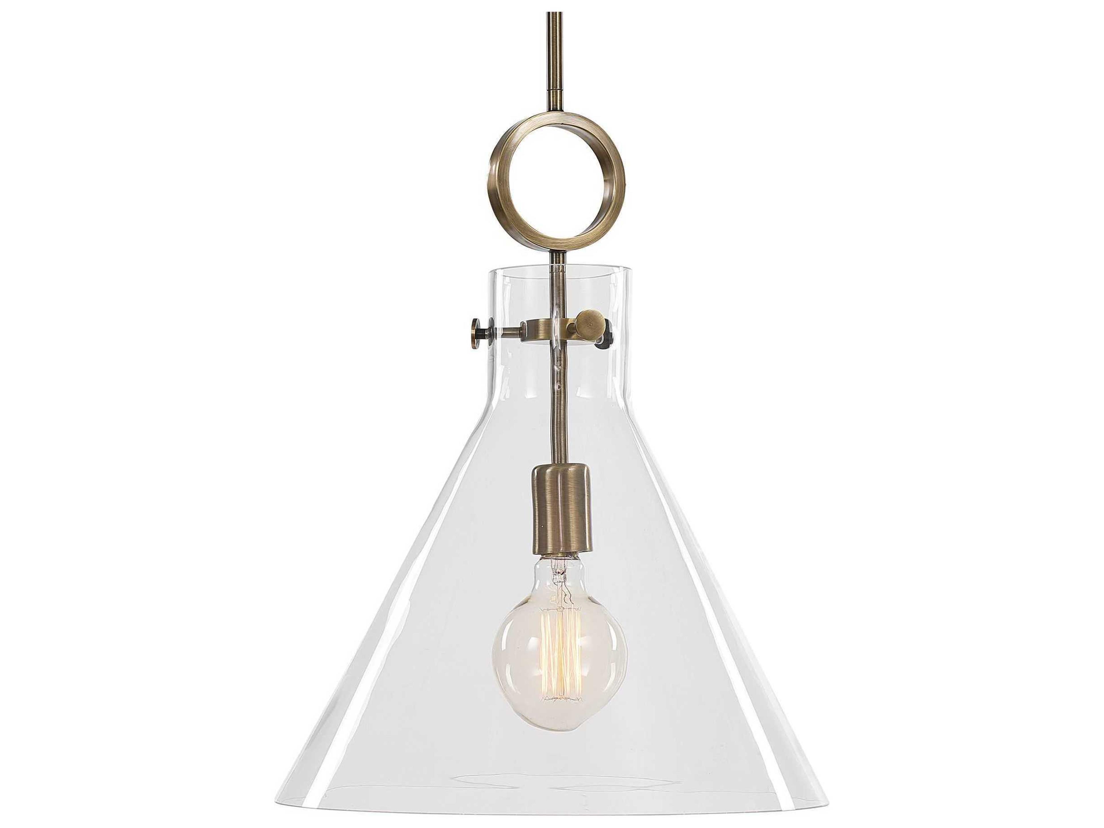 Uttermost Imbuto 1-Light Aged Brass Glass Pendant