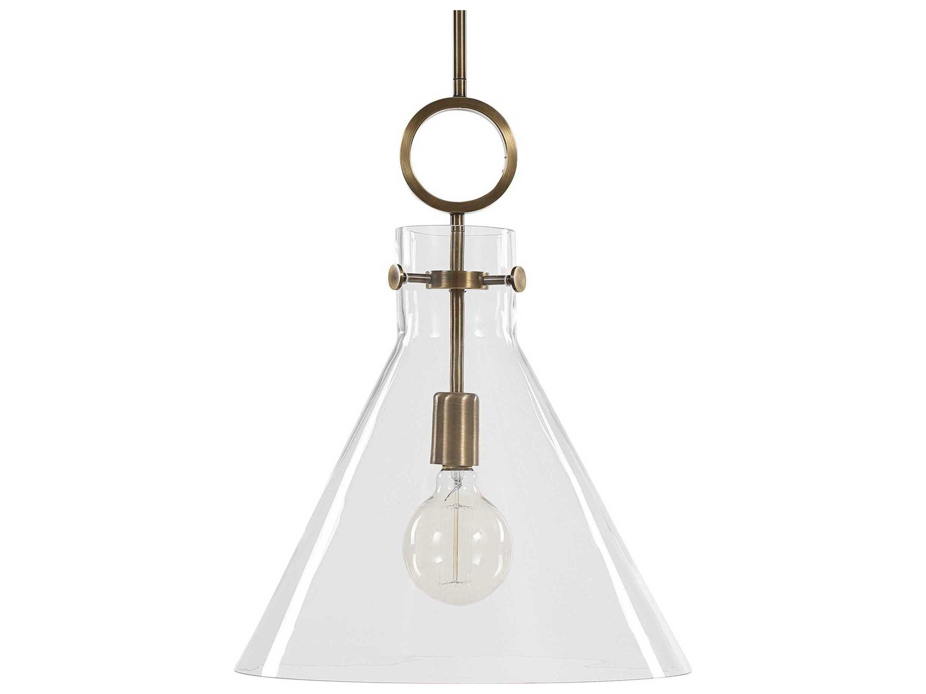 Uttermost Imbuto 1-Light Aged Brass Glass Pendant