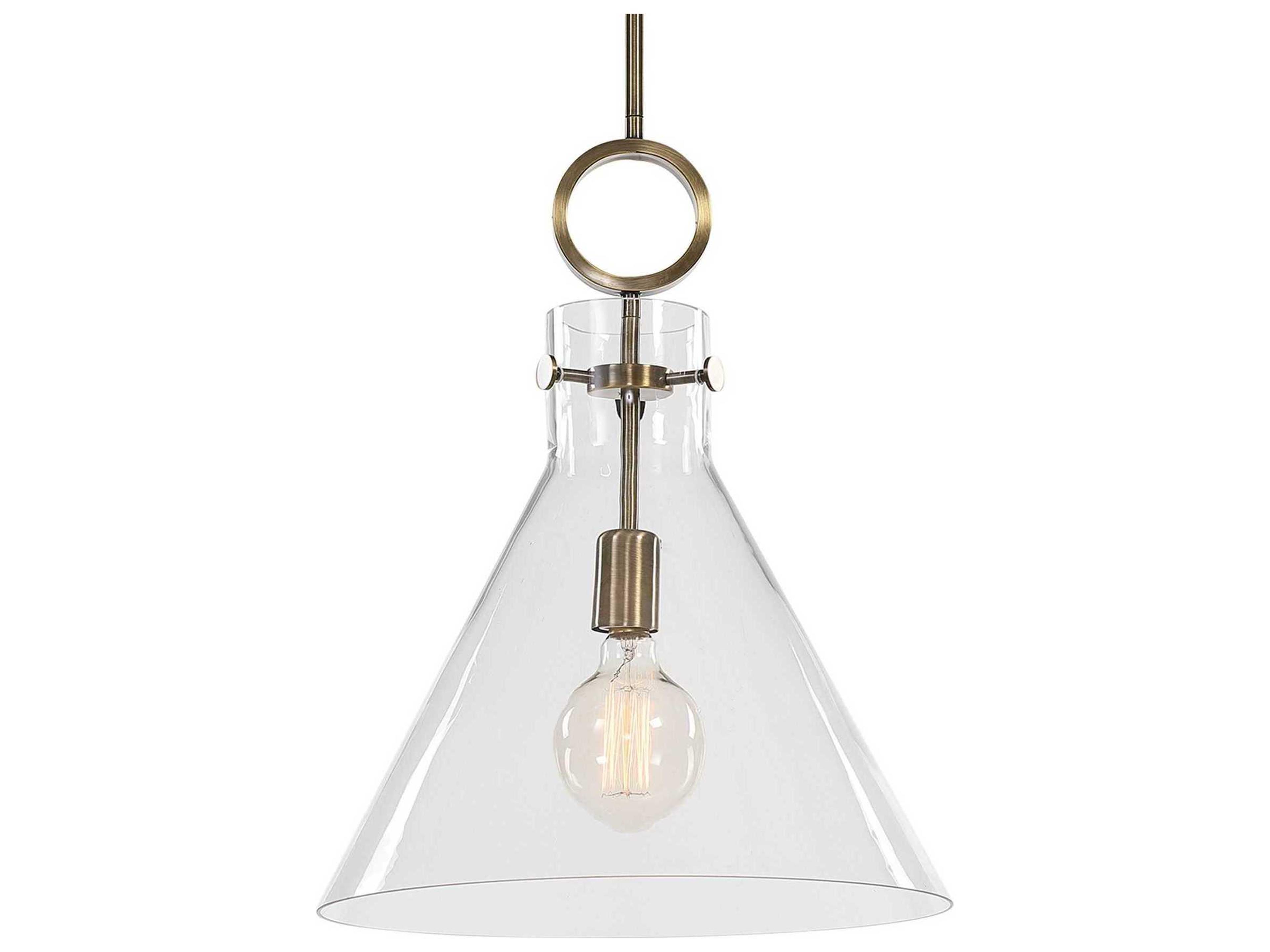 Uttermost Imbuto 1-Light Aged Brass Glass Pendant