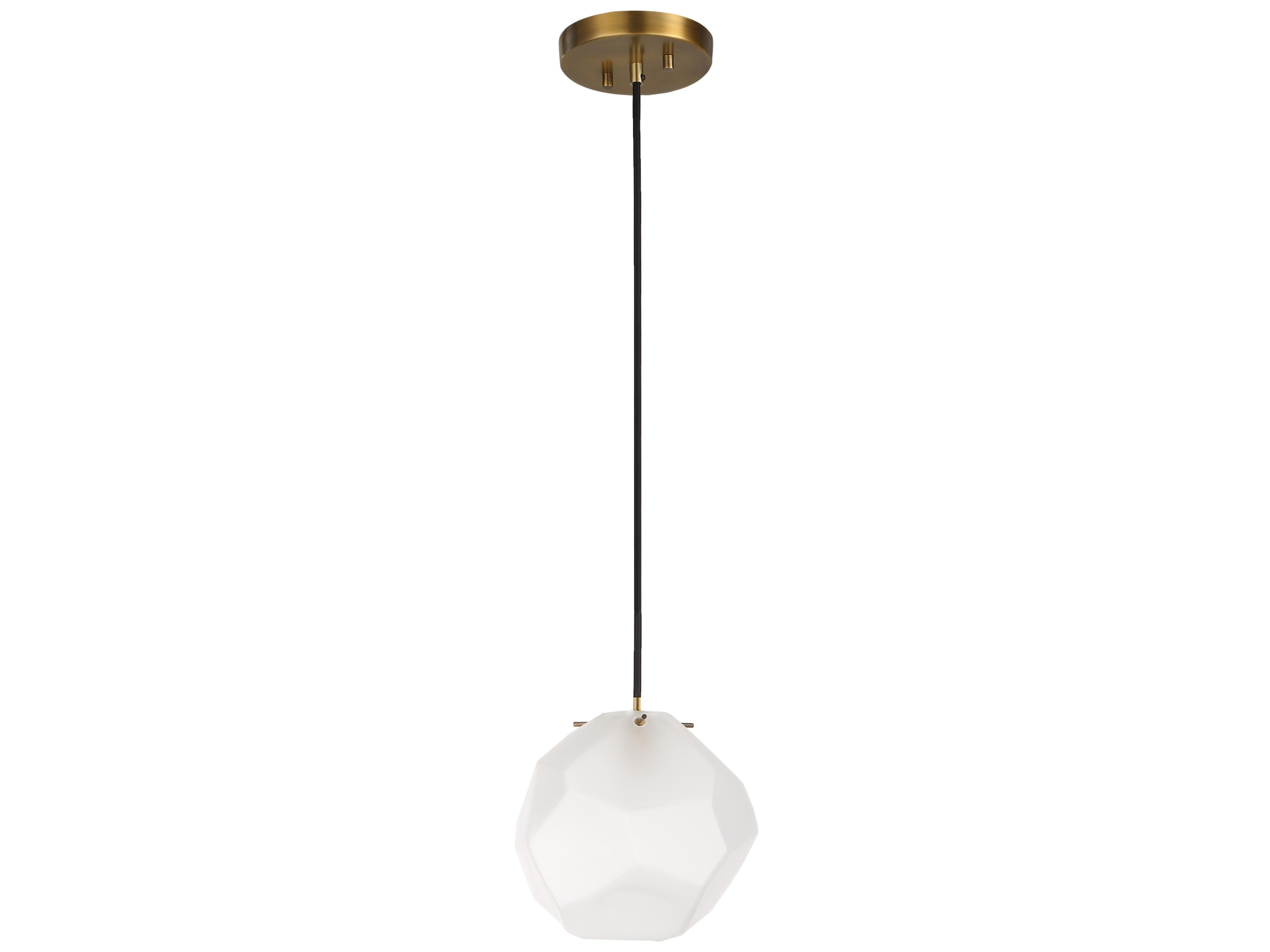 Uttermost Geodesic 1-Light Matte Antique Brass Glass Round Mini Pendant