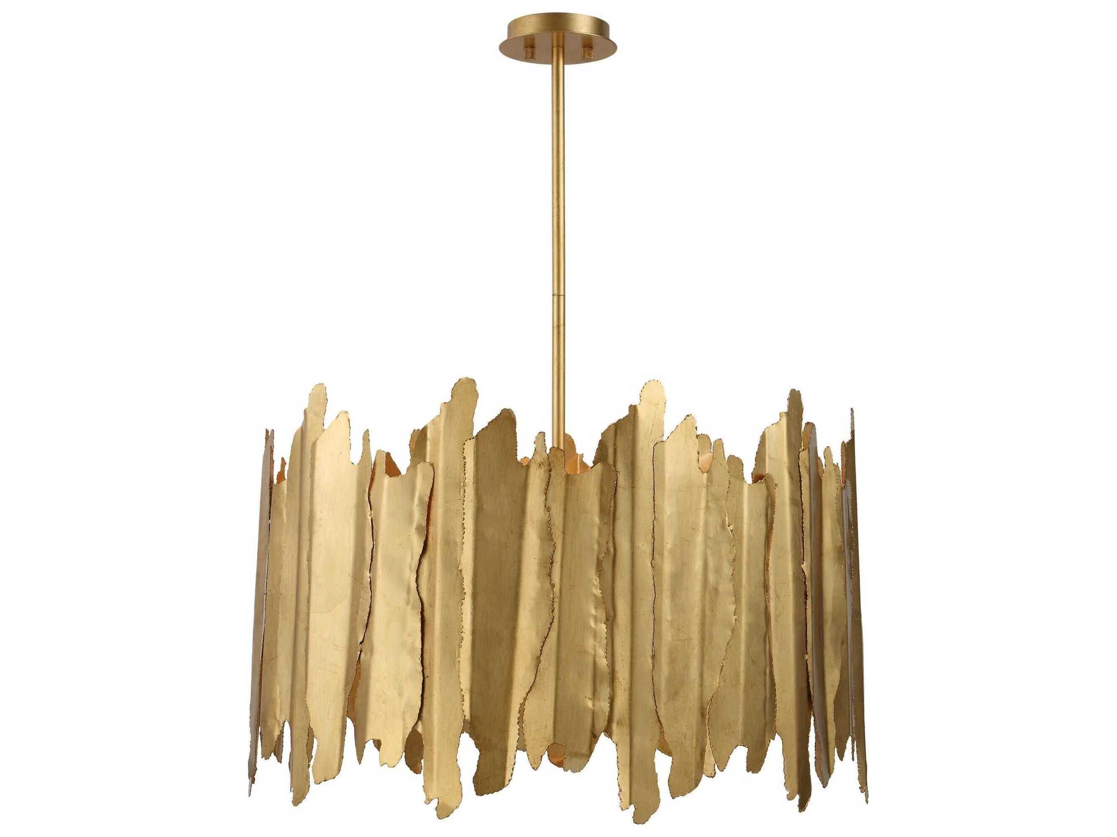 Uttermost 8-Light Gold Leaf Glass Drum Pendant