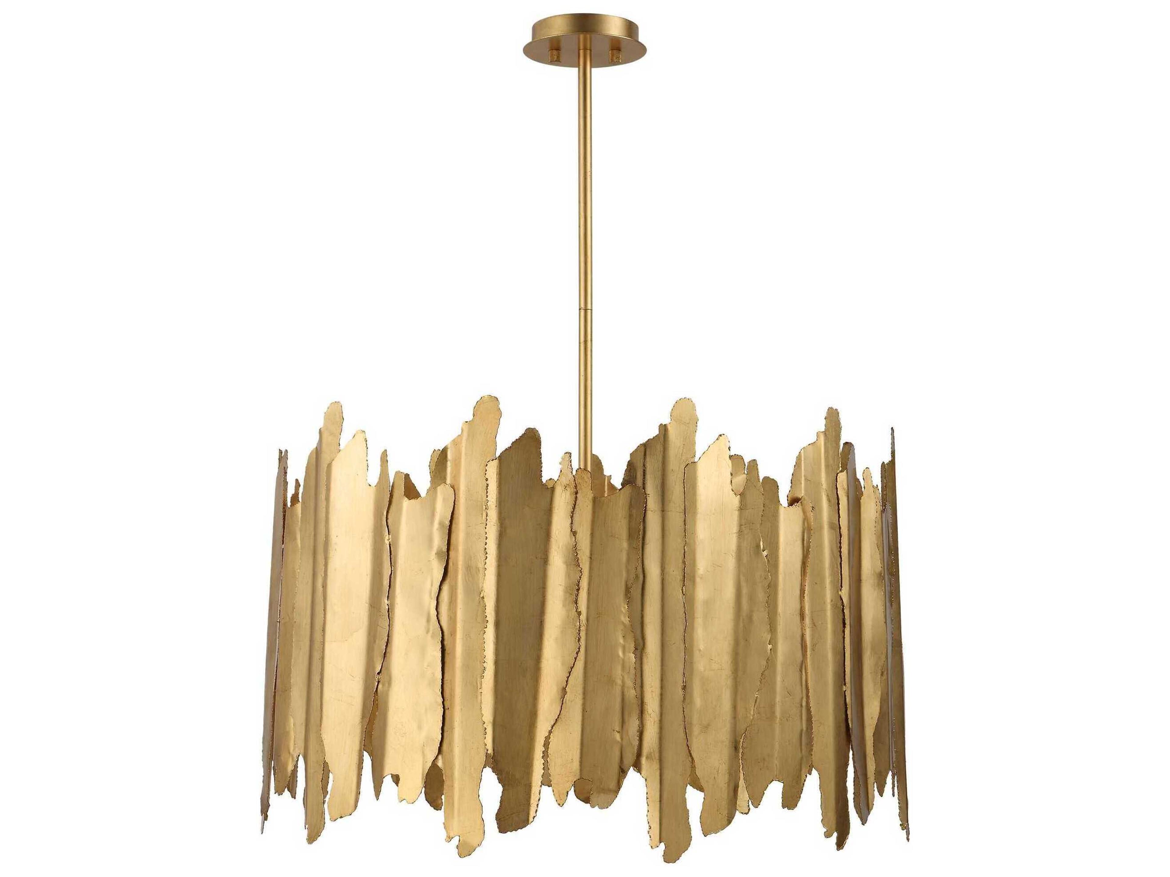 Uttermost 8-Light Gold Leaf Glass Drum Pendant