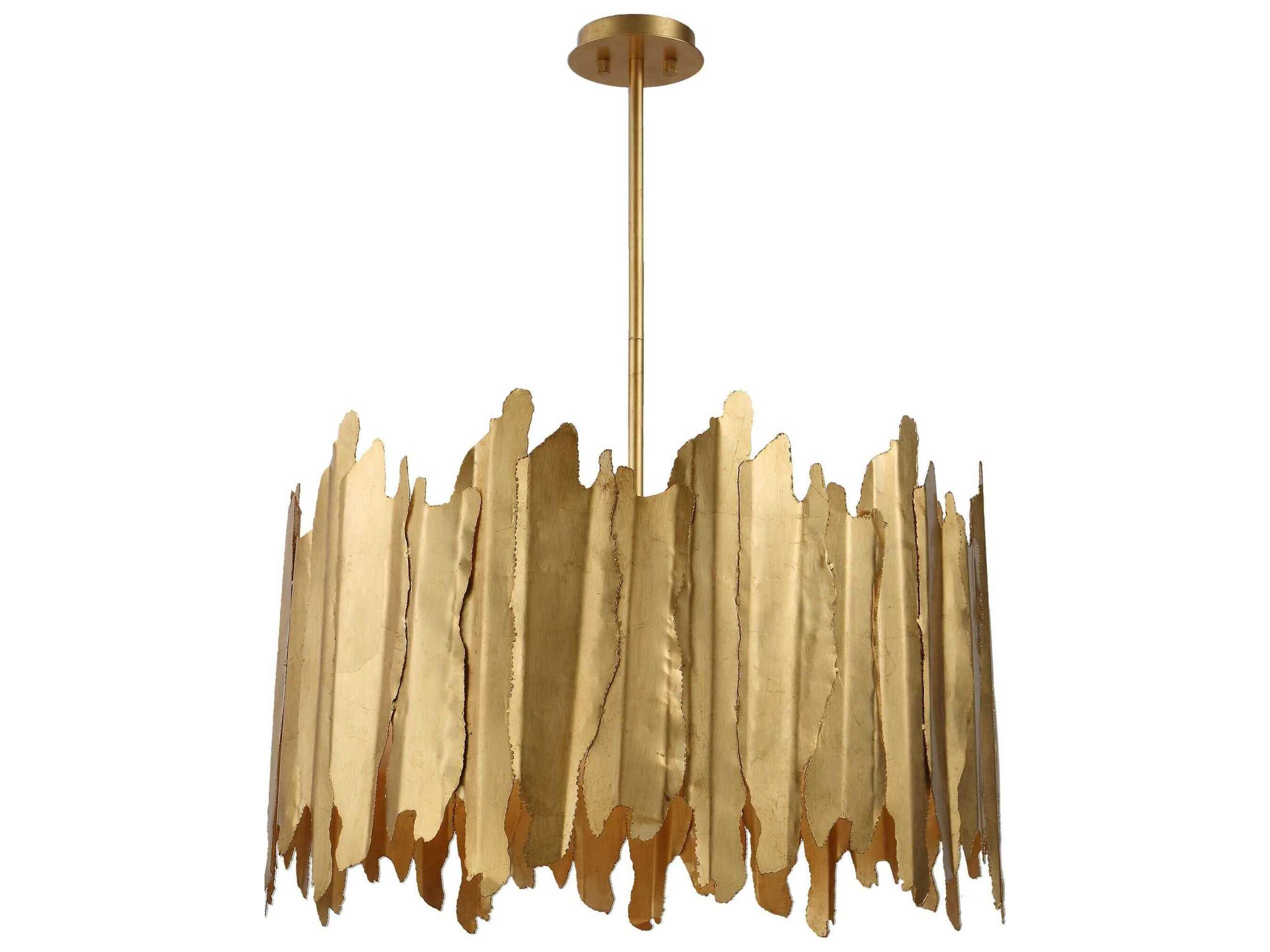 Uttermost 8-Light Gold Leaf Glass Drum Pendant