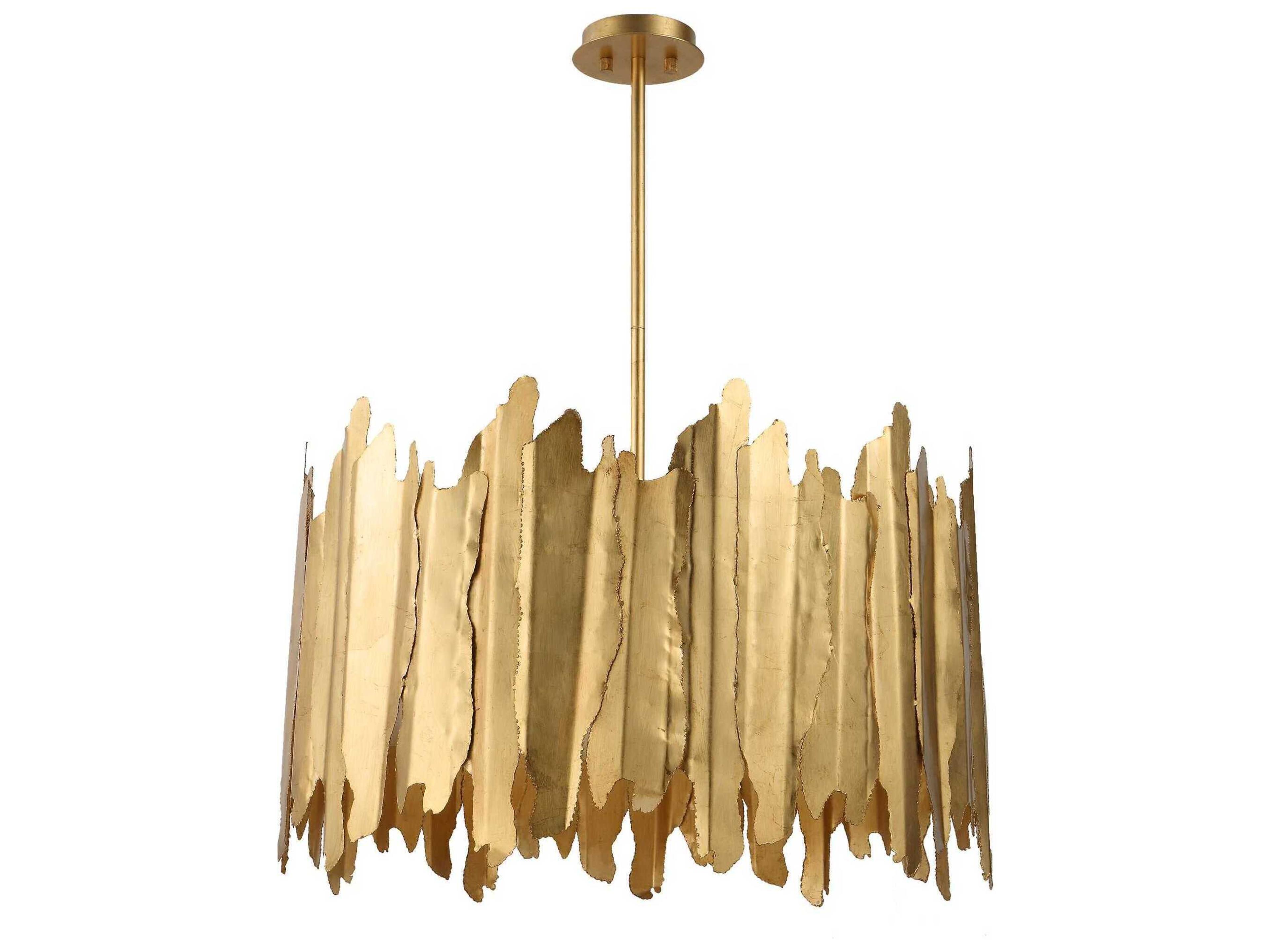 Uttermost 8-Light Gold Leaf Glass Drum Pendant