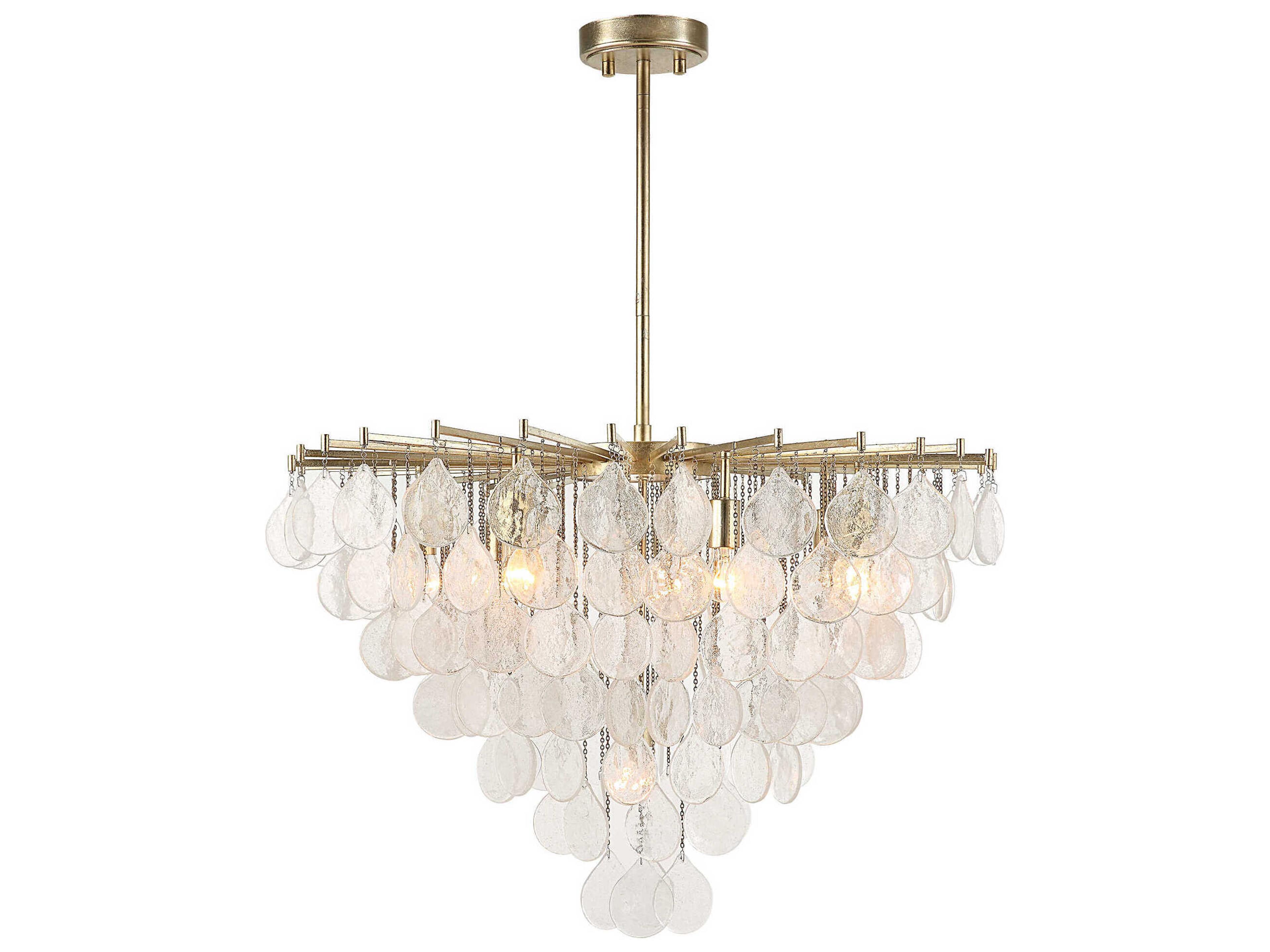 Goccia 8-Light Antique Bright Silver Leaf Glass Pendant