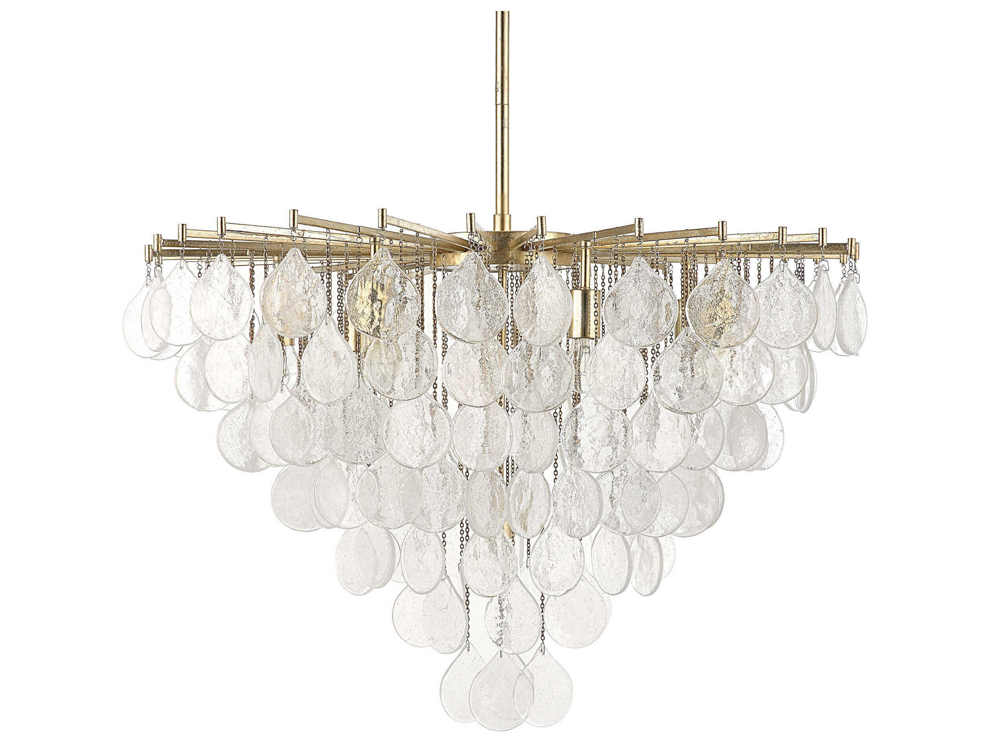 Uttermost Goccia 8-Light Antique Bright Silver Leaf Glass Pendant