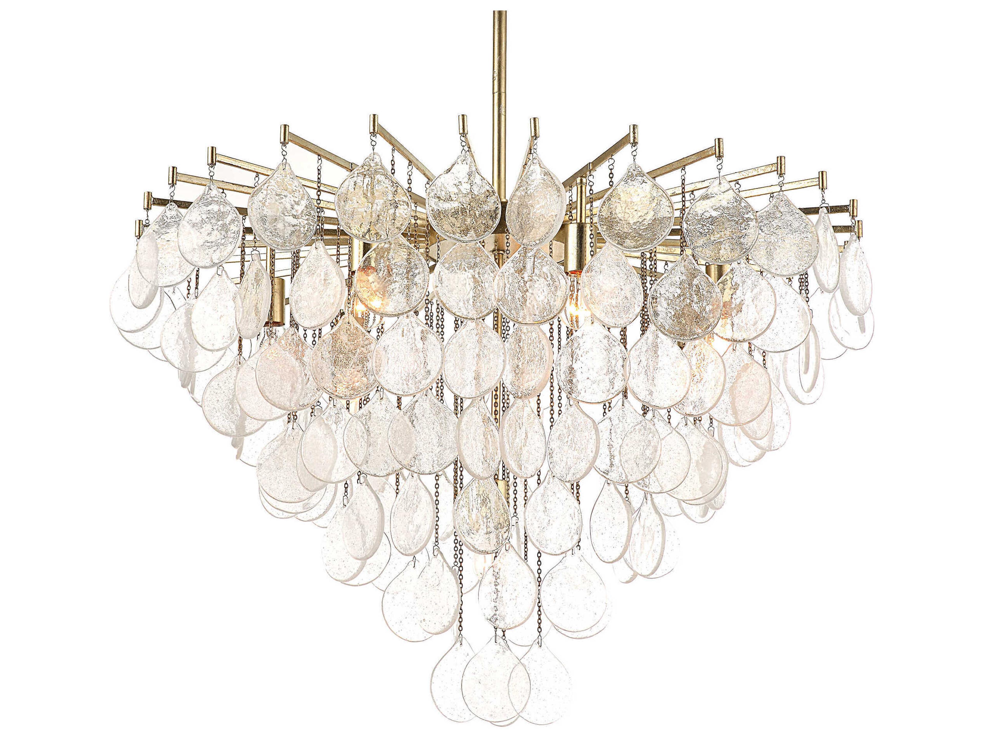 Uttermost Goccia 8-Light Antique Bright Silver Leaf Glass Pendant