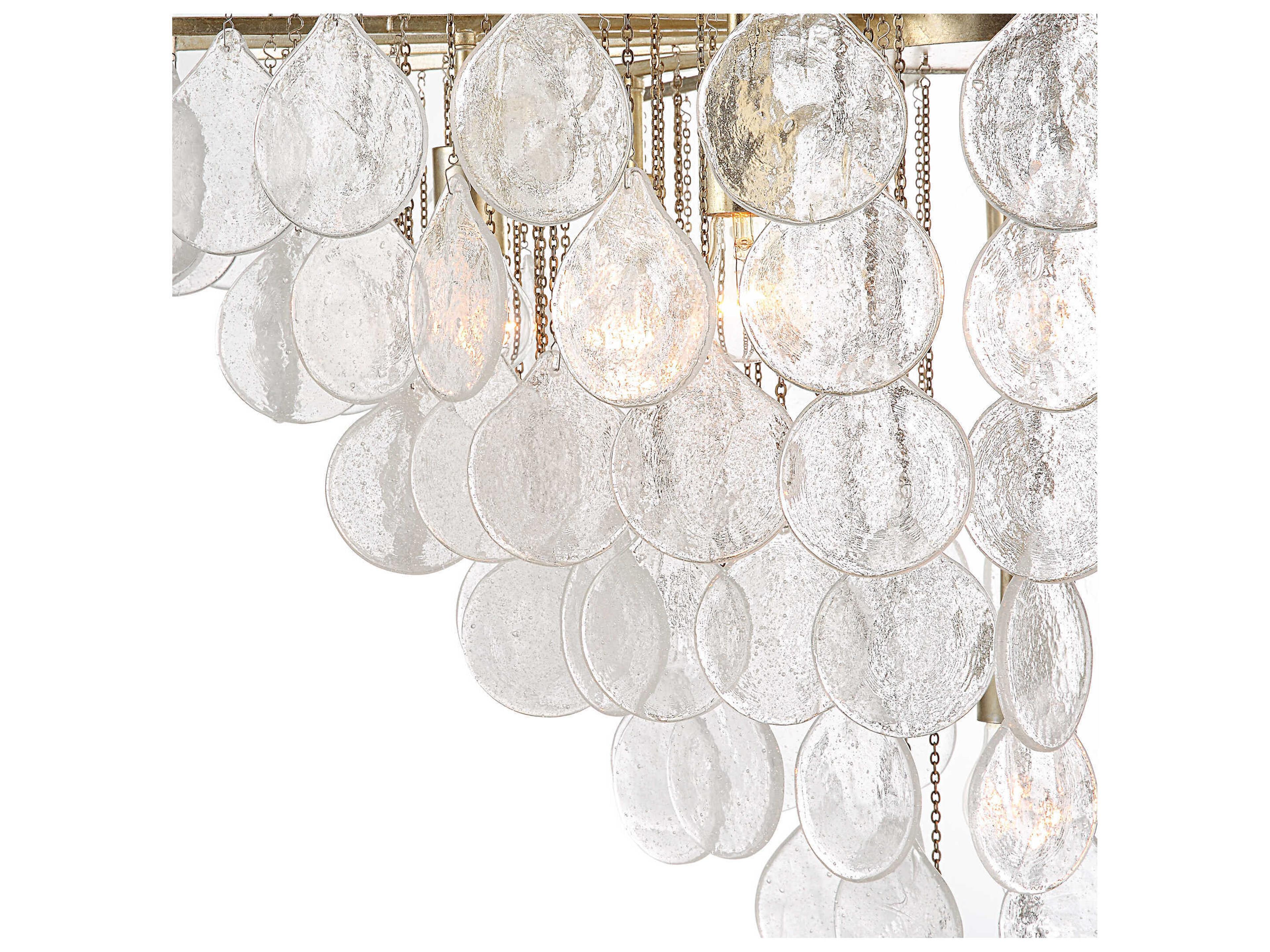 Uttermost Goccia 8-Light Antique Bright Silver Leaf Glass Pendant