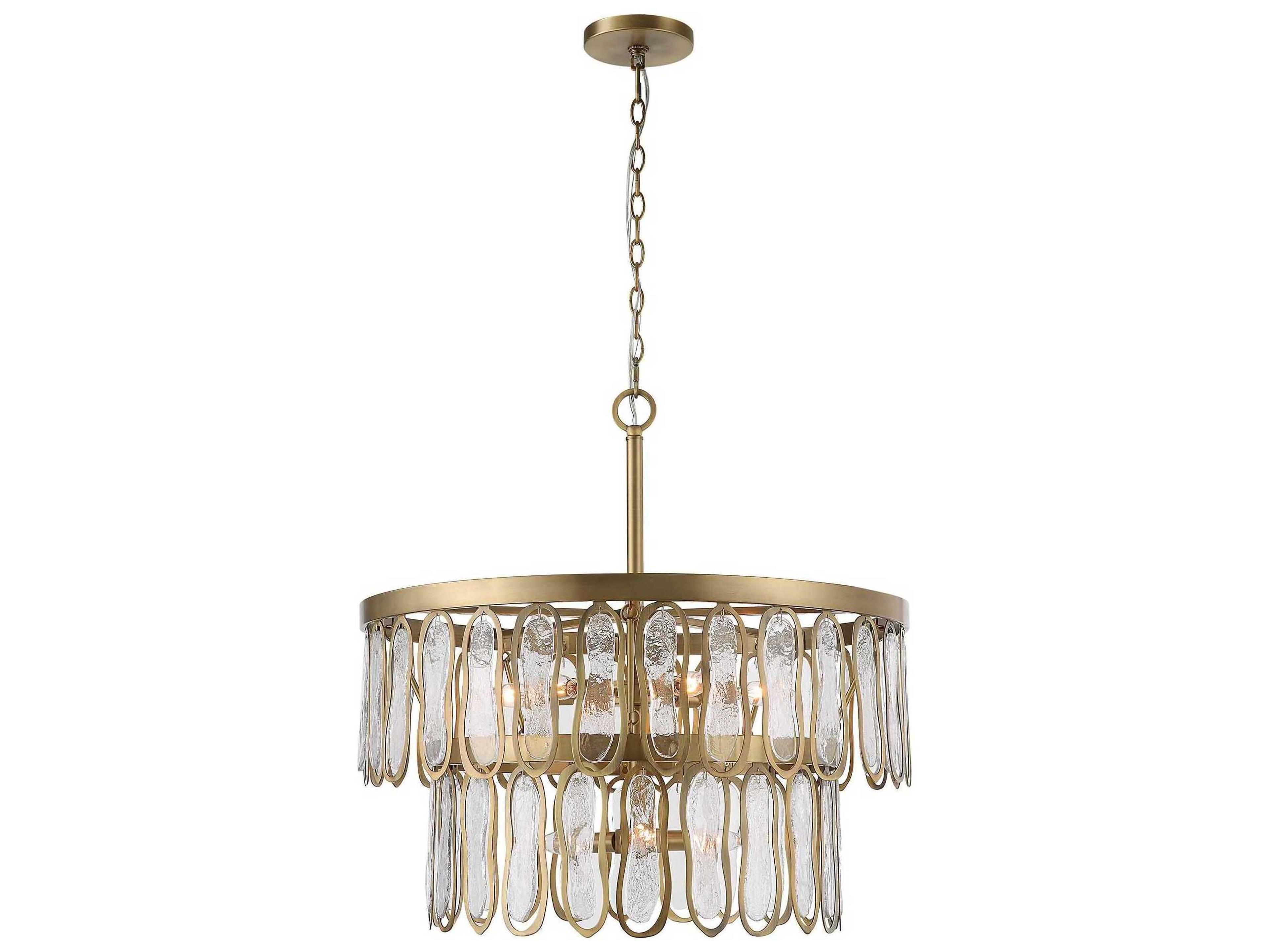 Aurelie 9-Light Antique Brass Glass Tiered Pendant