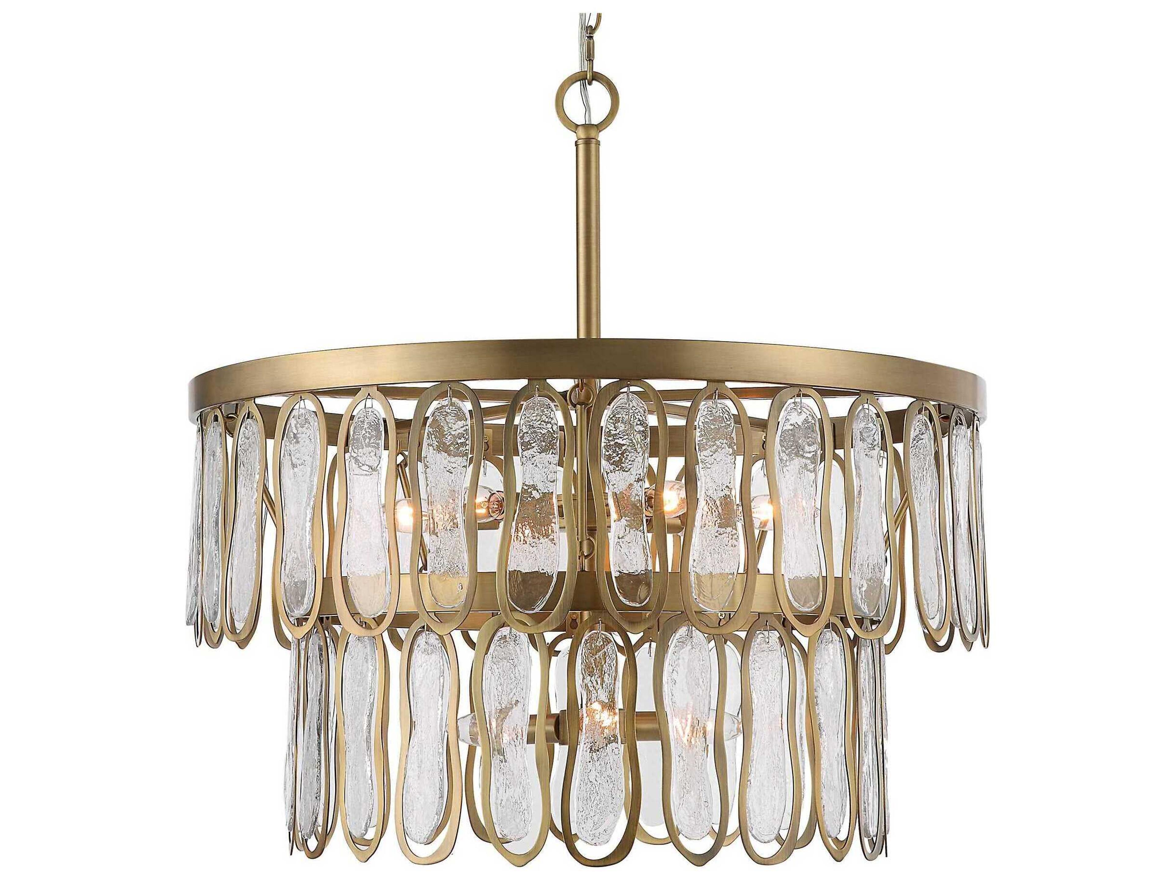Uttermost Aurelie 9-Light Antique Brass Glass Tiered Pendant