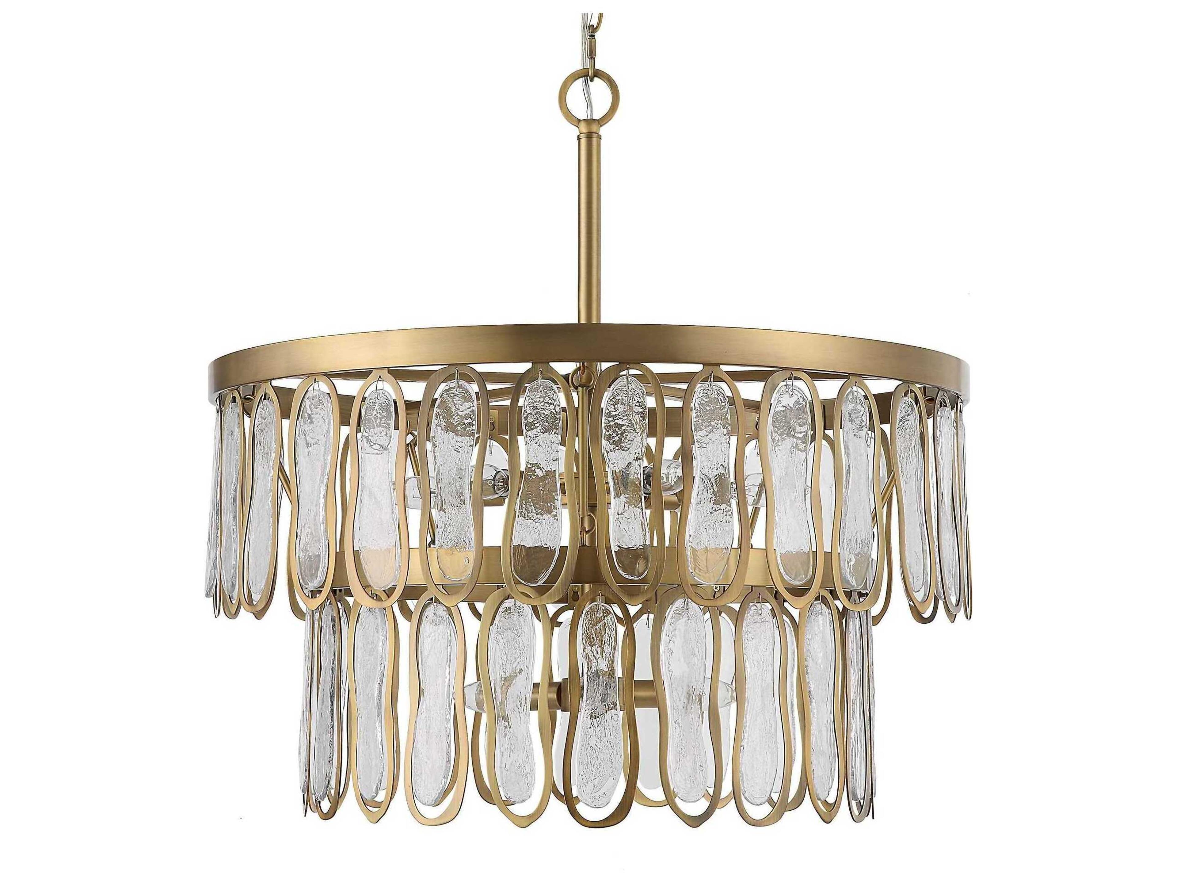 Uttermost Aurelie 9-Light Antique Brass Glass Tiered Pendant