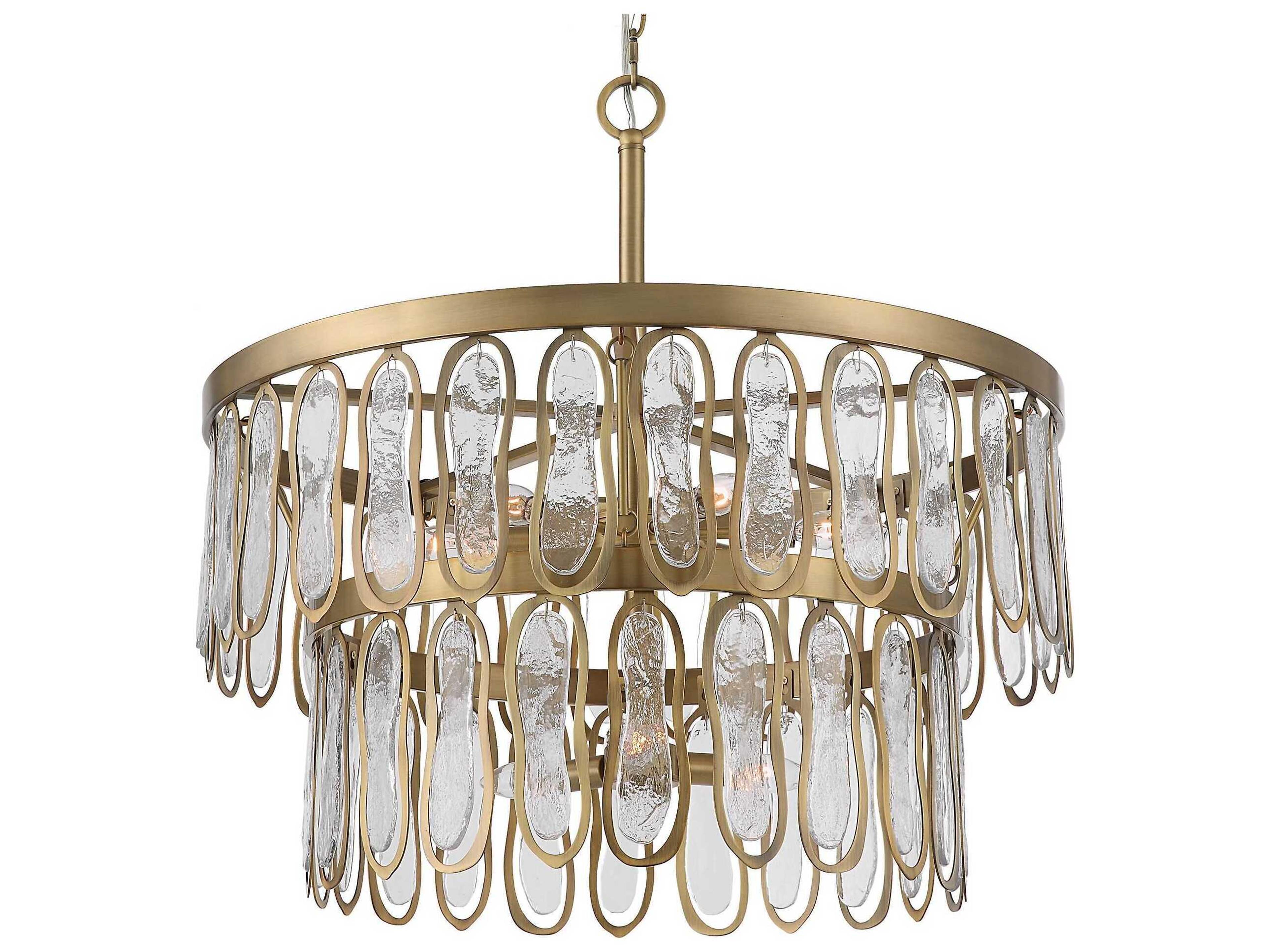 Uttermost Aurelie 9-Light Antique Brass Glass Tiered Pendant