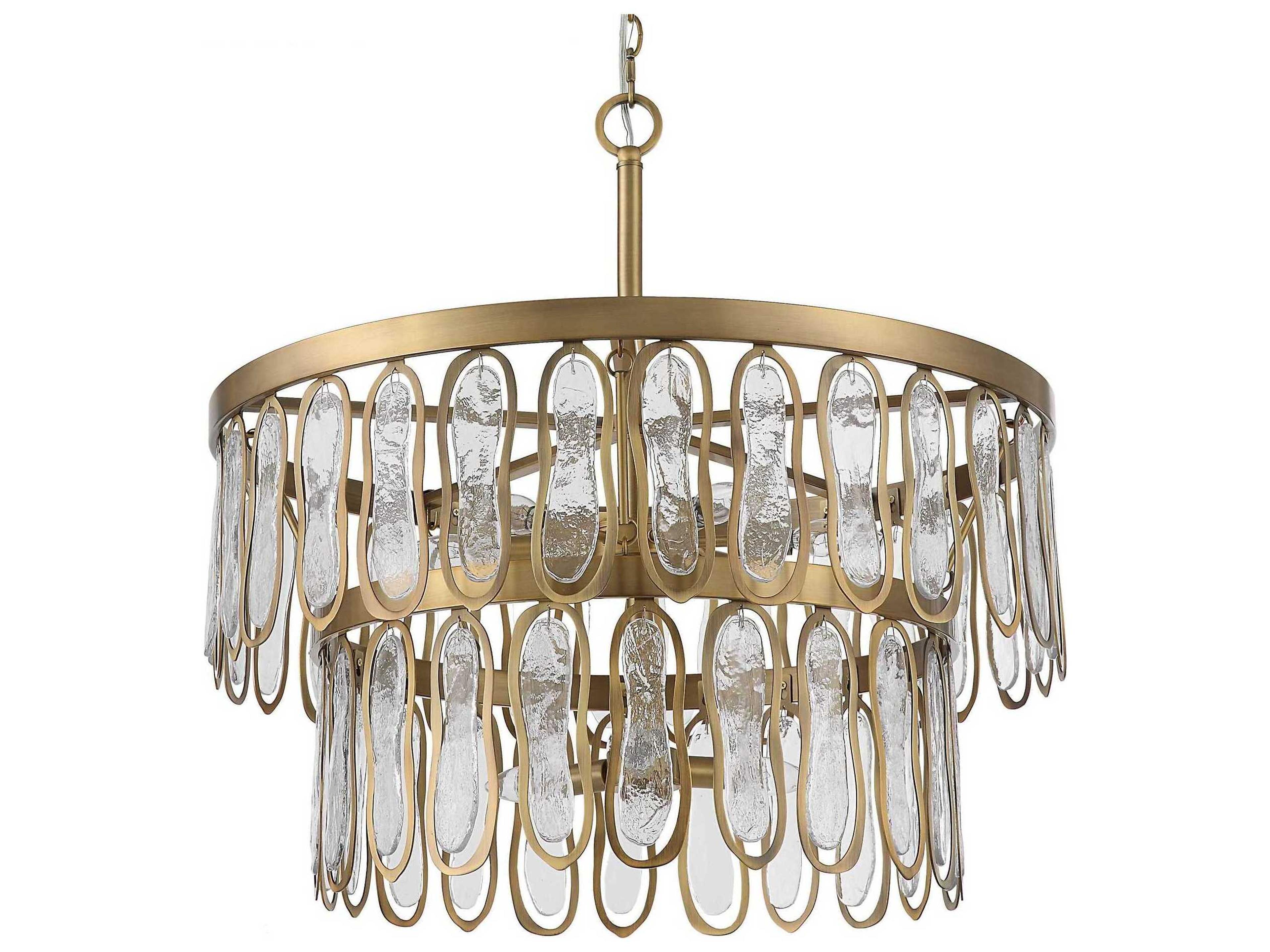 Uttermost Aurelie 9-Light Antique Brass Glass Tiered Pendant