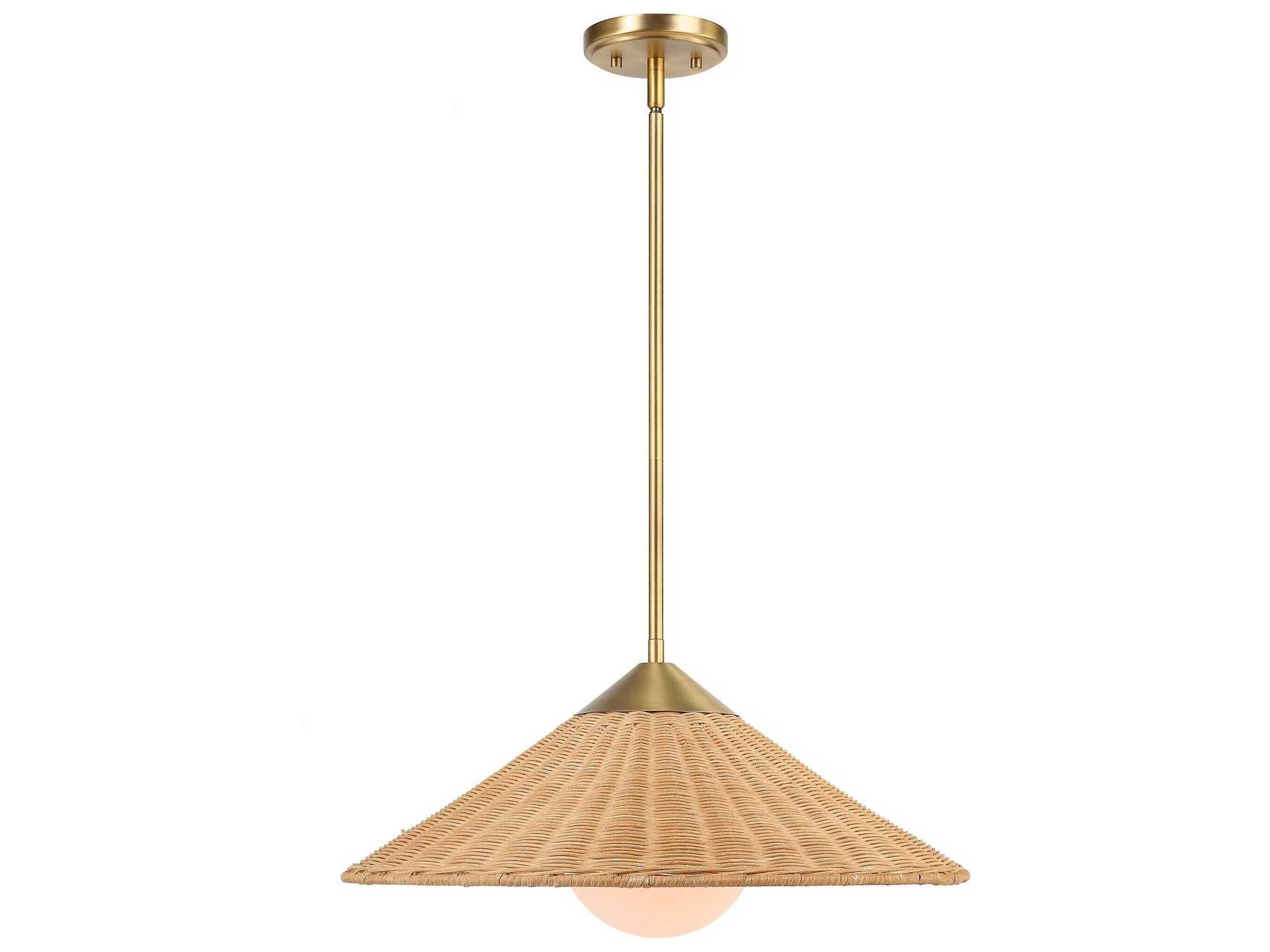 Uttermost 1-Light Antique Brass Glass Pendant