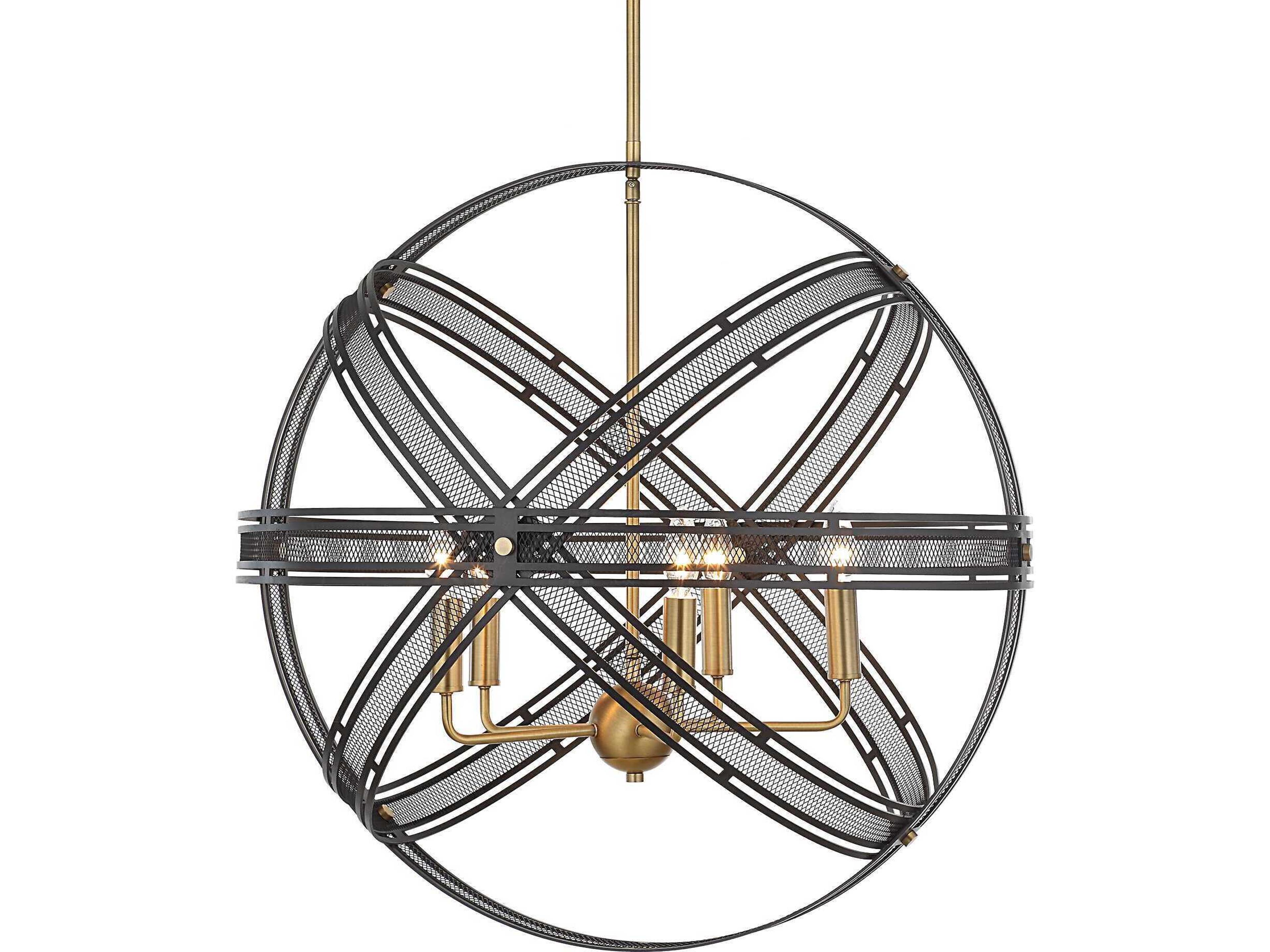 Uttermost Spherical 5-Light Bronze Antique Brass Globe Pendant