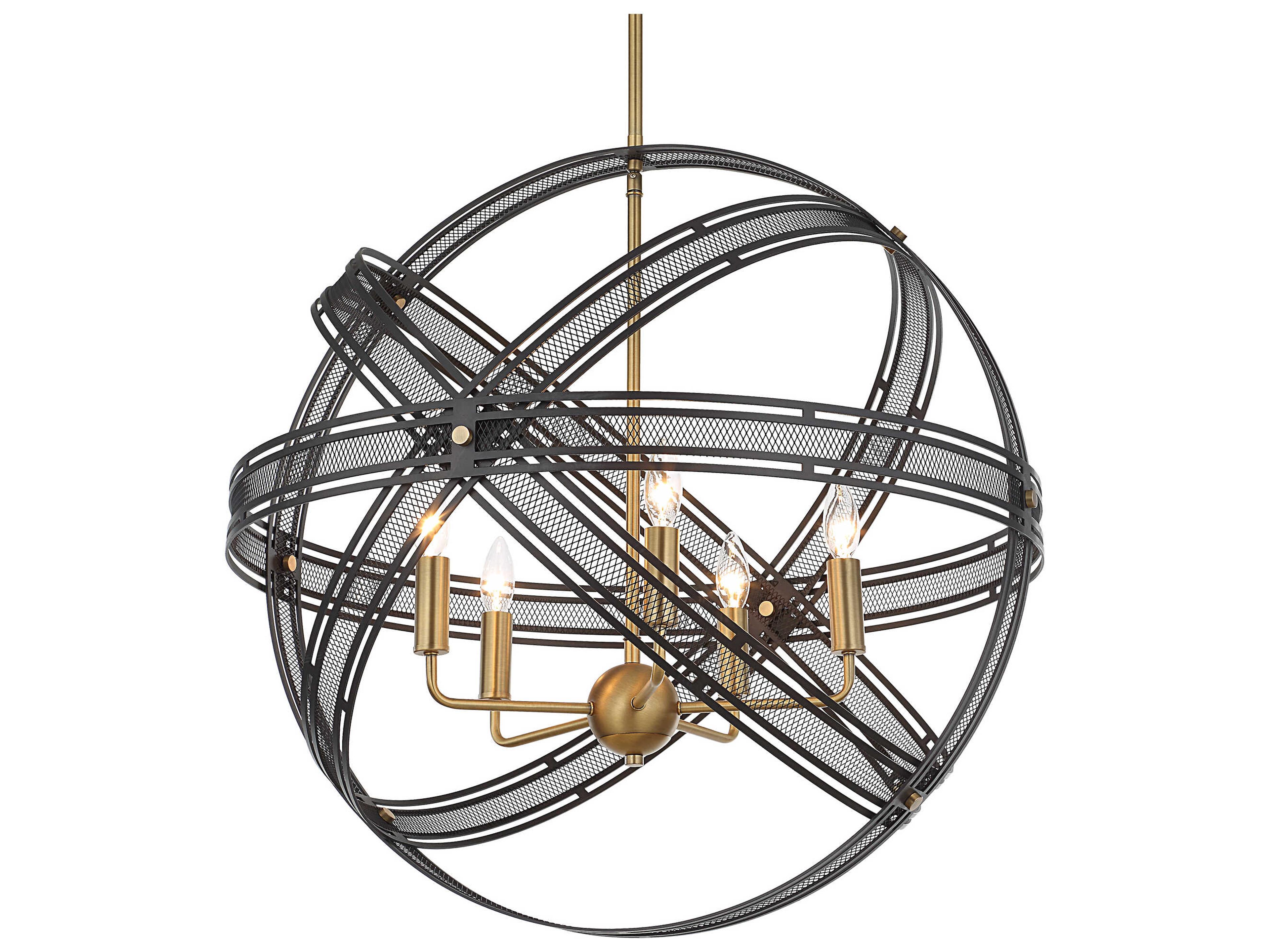 Uttermost Spherical 5-Light Bronze Antique Brass Globe Pendant
